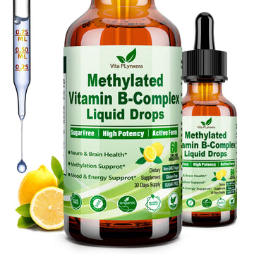 Methylated B Complex Liquid Drop Complete 9-in-1 Methyl B Vitamins w. B12 Methylfolate Inositol Choline TMG Vitamin C E, Super B-Complex Methylated for MTHFR Support, Energy Mood Nerve & Brain Health1 Vita PLynxera uk supplements