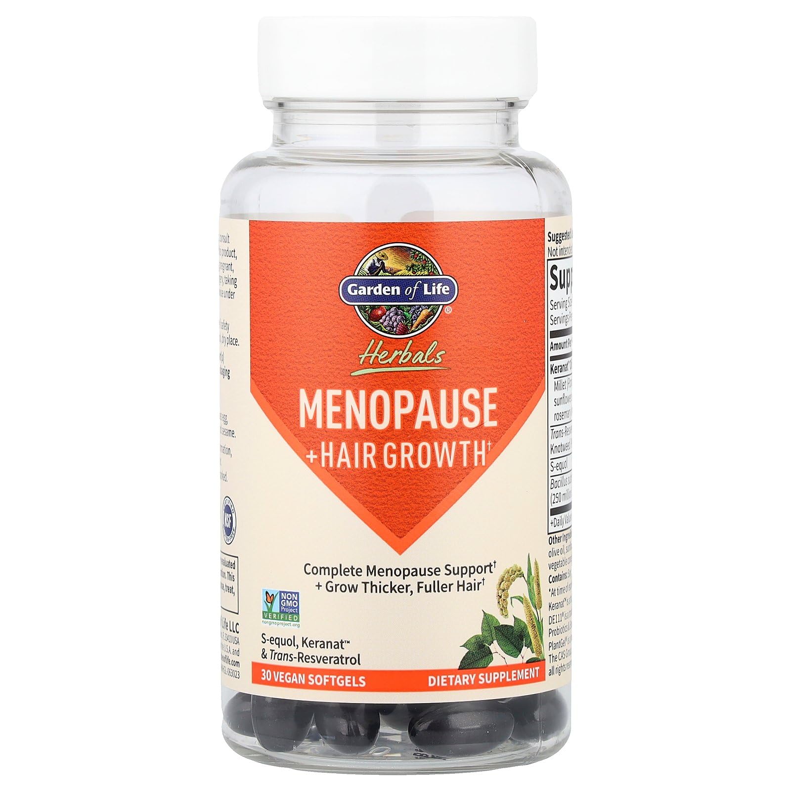 Garden of Life Herbals Menopause Supplement with S-equol & Trans-Resveratrol for Multi-Symptom Relief, Keranat for Thicker, Fuller Hair Growth – Non-GMO, Gluten-Free, Vegan, Berry Flavor, 30 Servings Garden of Life uk supplements