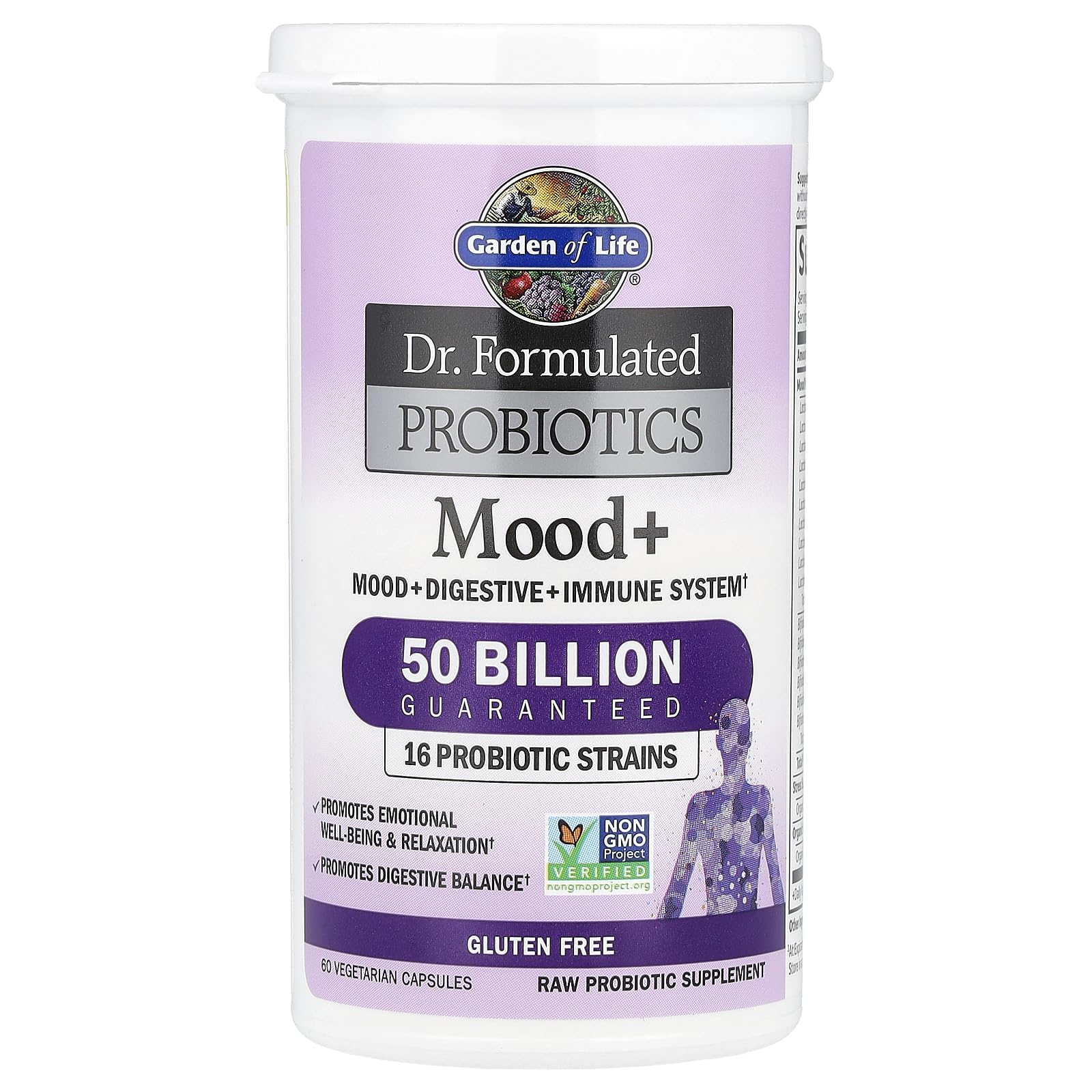 Garden of Life Probiotics Mood+ Dr Formulated Acidophilus Probiotic Supplement - Promotes Emotional Well-Being, Relaxation and Digestive Balance - Ashwagandha for Stress Management, 60 Veggie Caps Garden of Life uk supplements