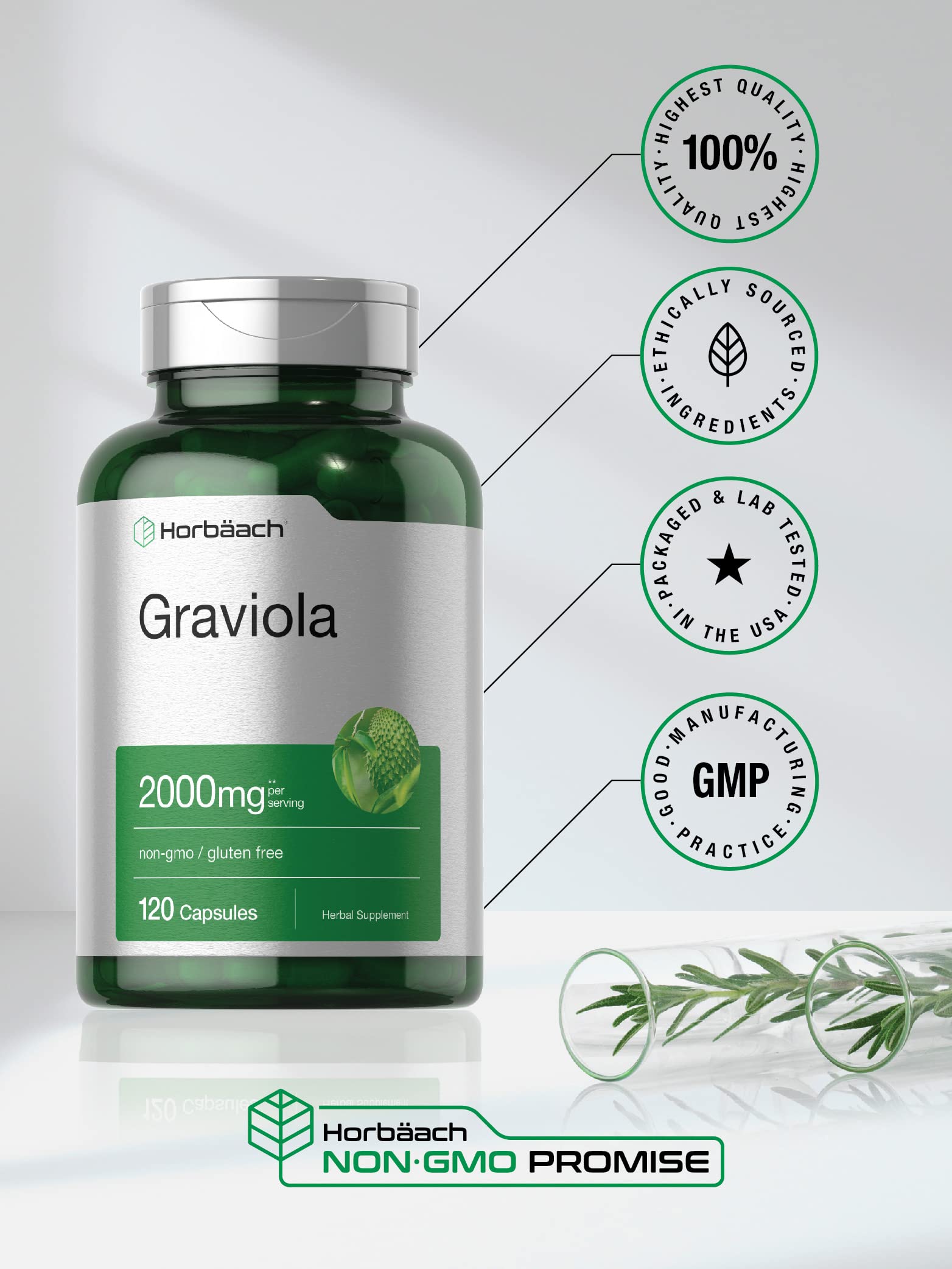 Graviola Extract 2000 mg 120 Capsules With Graviola Proprietary Blend Ingredient Horbäach uk supplements