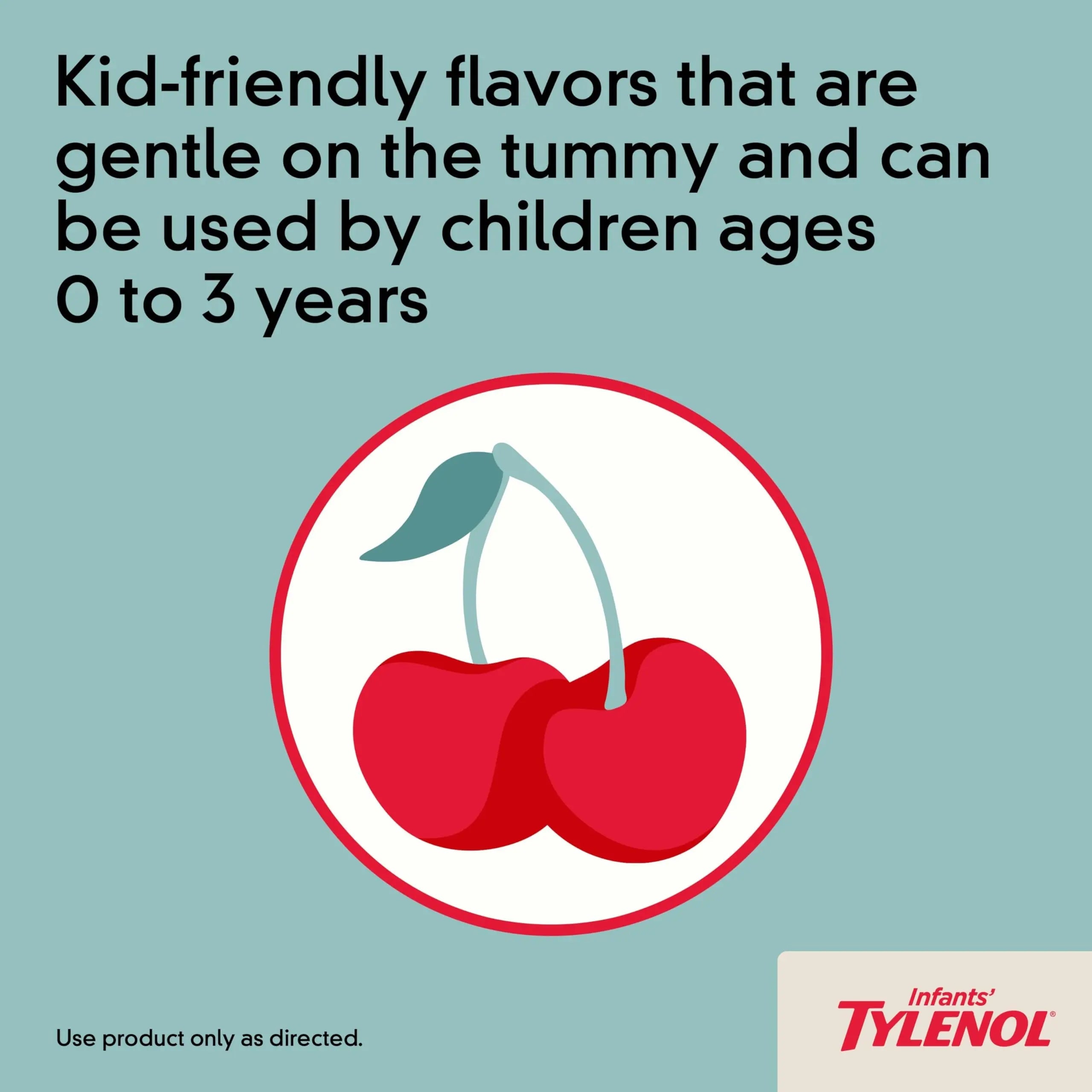 Infants' Tylenol Liquid Pain Reliever and Fever Reducer Medicine, Acetaminophen Oral Suspension for Sore Throat, Headache & Teething, Kids Fever Reducer; Dye-Free Cherry Flavor, 2 fl oz, Pack of 1 Tylenol uk supplements