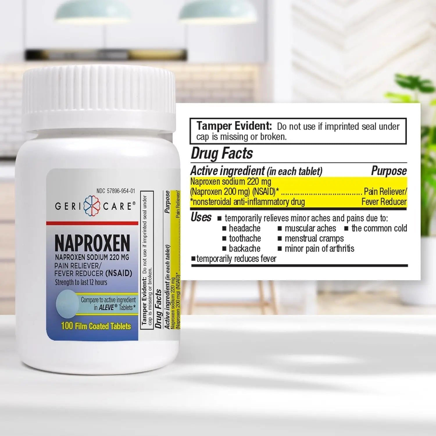 GeriCare Naproxen Sodium Tablets, 220mg (100 Count)- NSAID Extra-Strength Pain Relief for Headache, Arthritis, Muscle Aches, Menstrual Cramps- Film-Coated Naproxen, Anti-Inflammatory & Fever Reducer GeriCare uk supplements