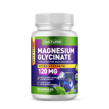 Built By Nature Magnesium Glycinate - Chelated for High Absorption – Supplement to Support Sleep, Muscle, Heart & Nerve Health - 120 mg Magnesium per Serving/Capsule - 90 Capsules Built by Nature uk supplements