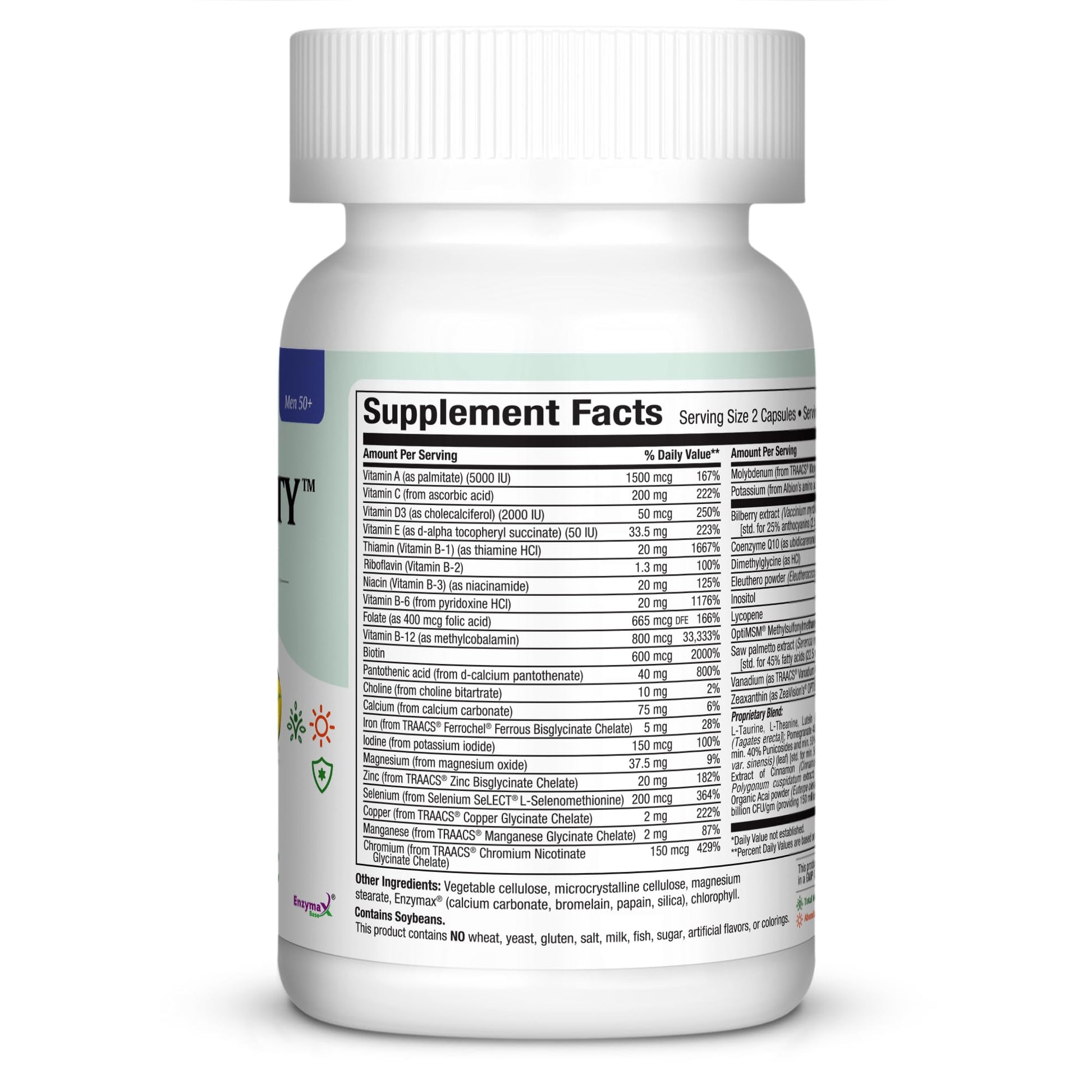 Mens Multivitamin 50 Plus – Daily Multivitamin for Men Over 50 with Vitamin B12, A, D, C, Zinc, Magnesium & More – Energy, Immune & Heart Support Mens Multi Vitamins - Non-GMO – 60 Capsules Maxi Health uk supplements