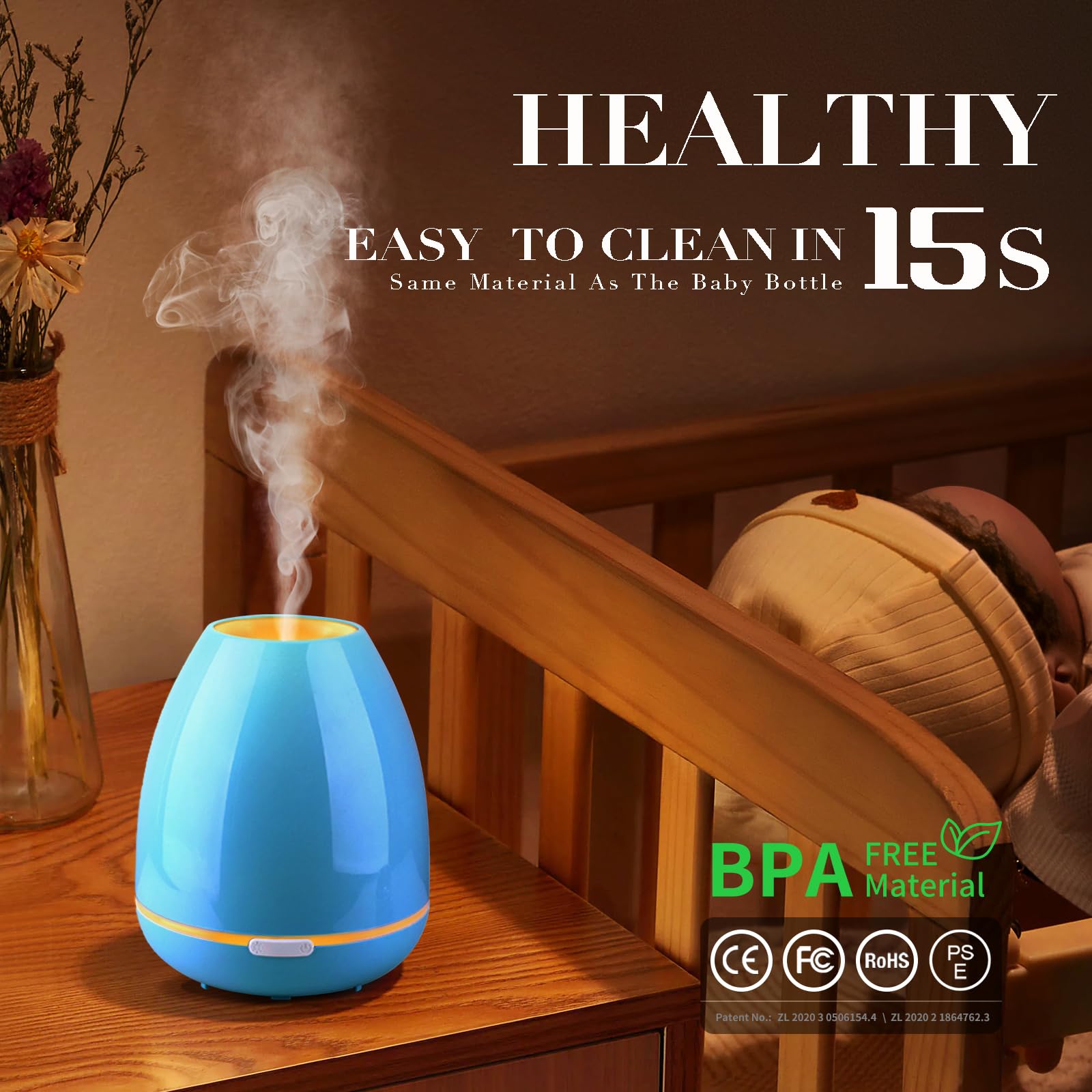 Essential Oil Diffuser for Bedroom Small Humidifier for Home Cool Mist Scent Diffuser 300ml 20 Hours Fashome uk supplements