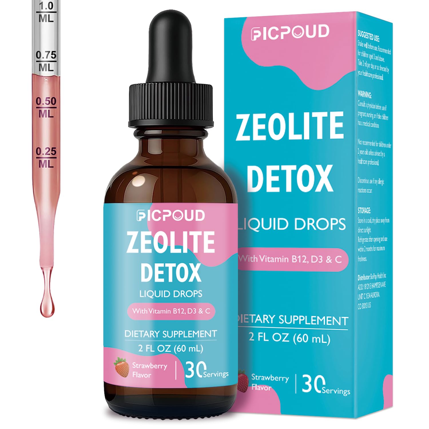 Ficpoud Zeolite Detox for Kids & Adults – Pure Zeolite clinoptilolite Liquid Drops with Vitamin B12, C & D3 – Gentle Daily Cleanse for Gut, Immune, Energy & Speech Support, Strawberry Flavor, 2 Fl Oz Ficpoud uk supplements