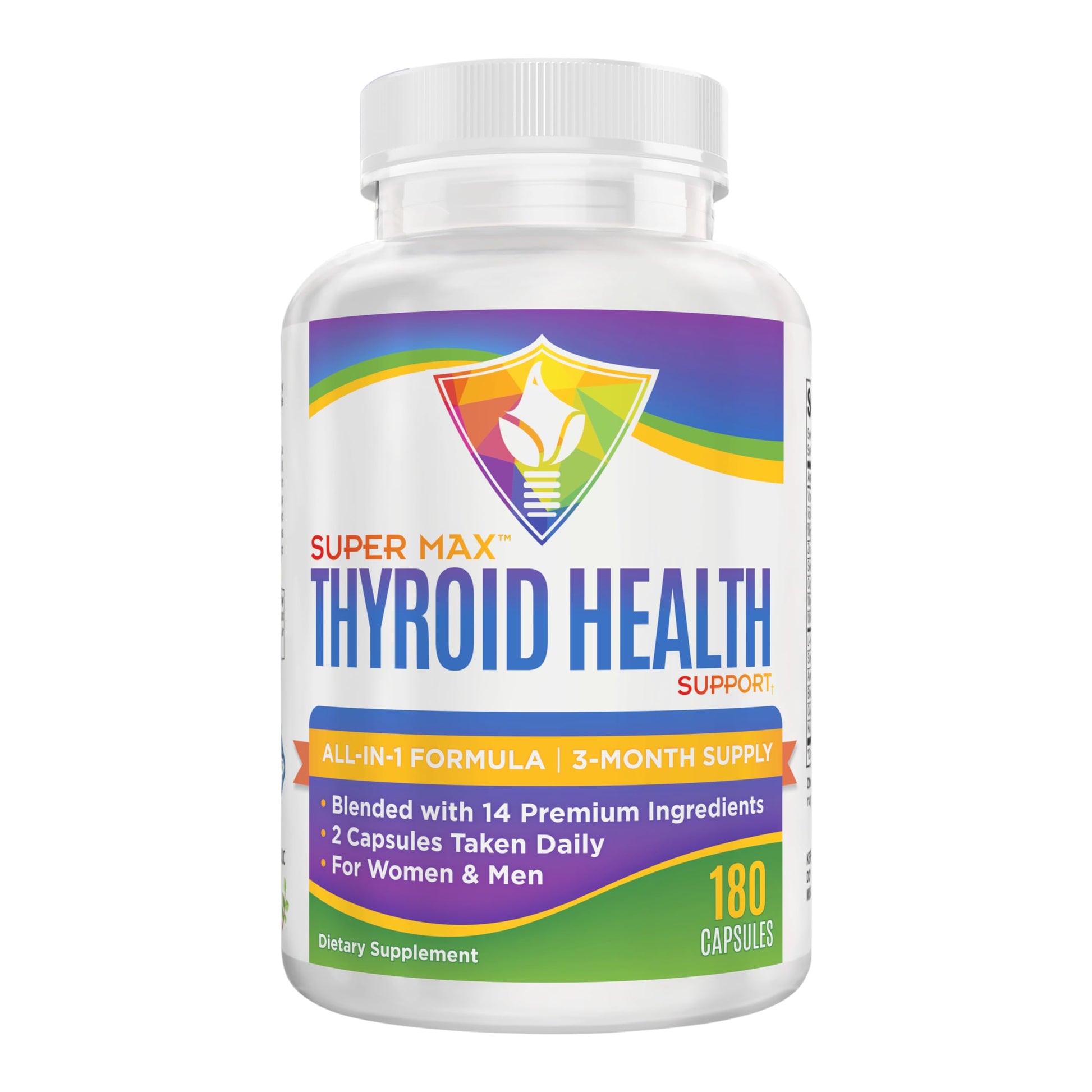 Thyroid Support (3-Month) Supplement All-in-1 with 14 Active Ingredients in 1 Formula | Thyroid Health Support Supplements | Women & Men | 90-Day Bulk Supply | 180 Capsules Elevate Recovery Supplements uk supplements