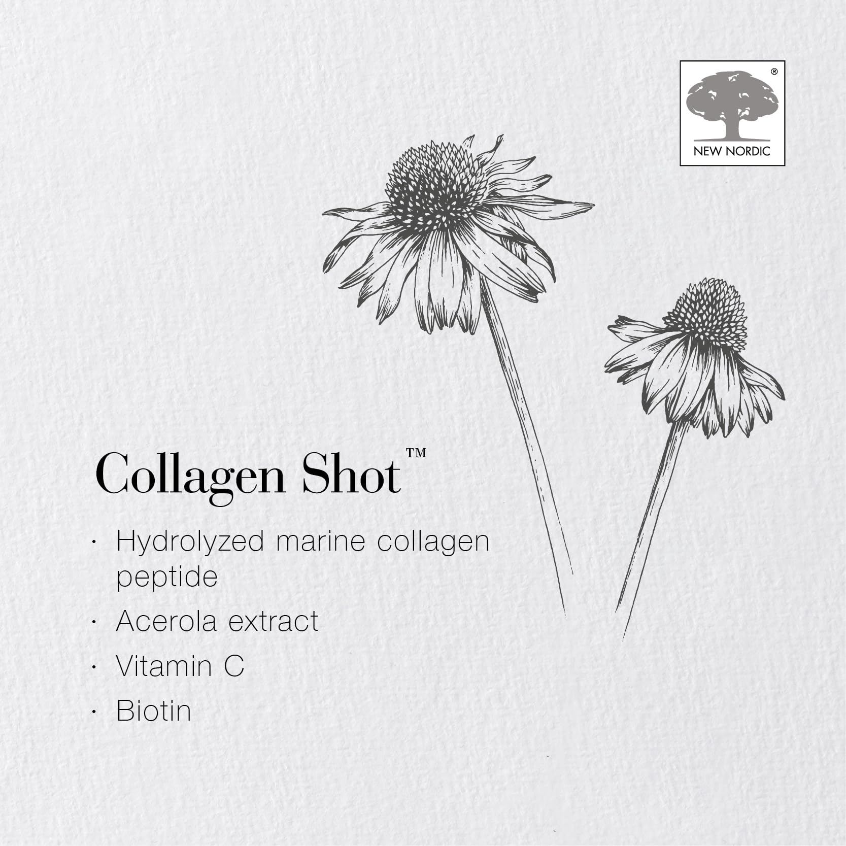 New Nordic Collagen Shot High-Absorbency Premium Liquid Daily Sachets - 15x Hydrolysed Shots - Freshwater Marine Collagen New Nordic Ltd uk supplements