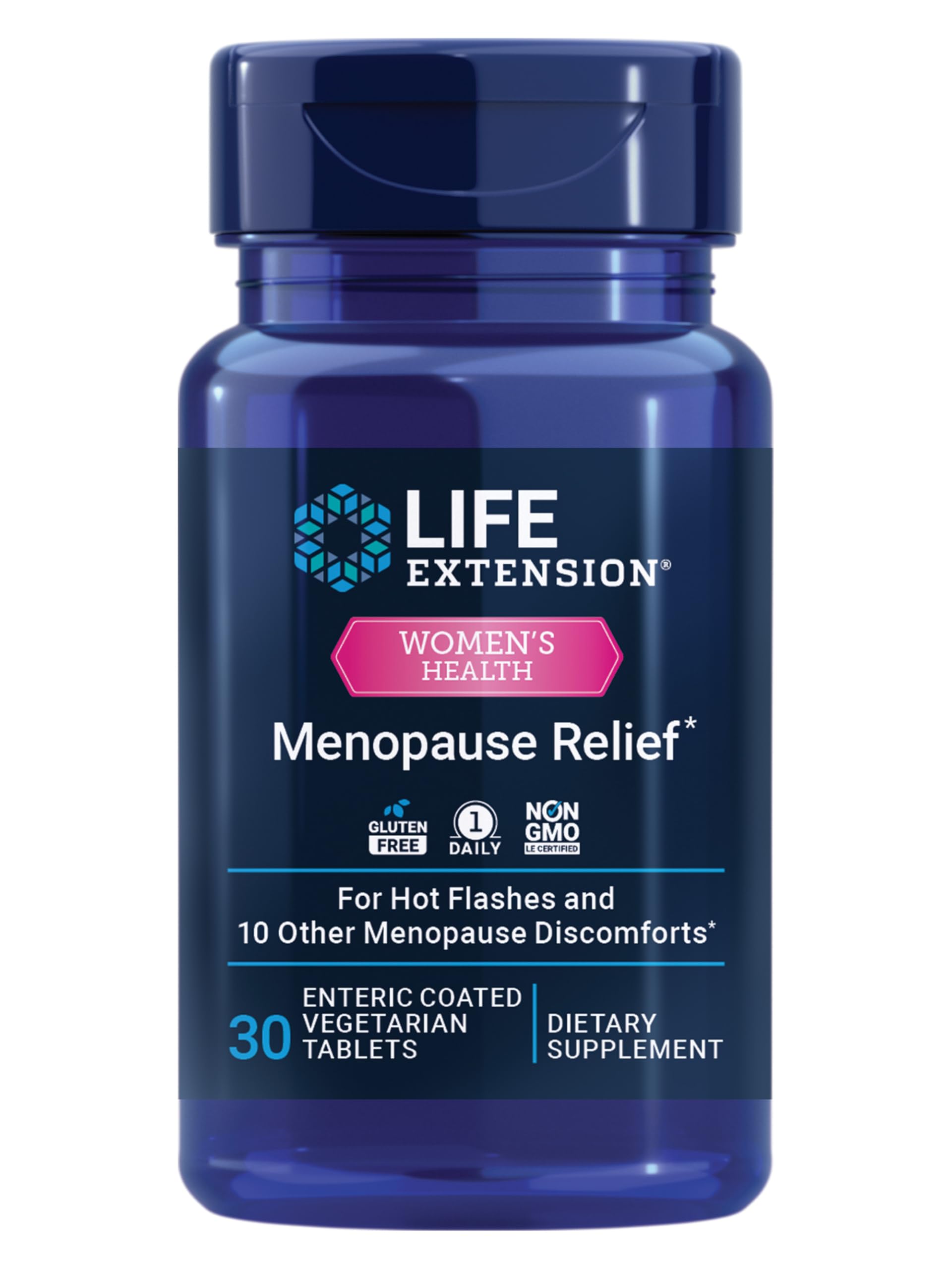 Life Extension Menopause Relief – Siberian Rhubarb, Menopause Supplement for Women, Ease hot Flashes, Mood Swings, Night Sweats Relief, Hormone-Free, Gluten-Free, Non-GMO, Vegetarian, 30 Tablets Life Extension uk supplements