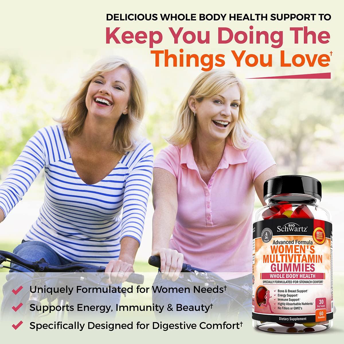 Women's Multivitamin Gummies with A C B6 B12 D & E Vitamins for Immune Support BioSchwartz uk supplements