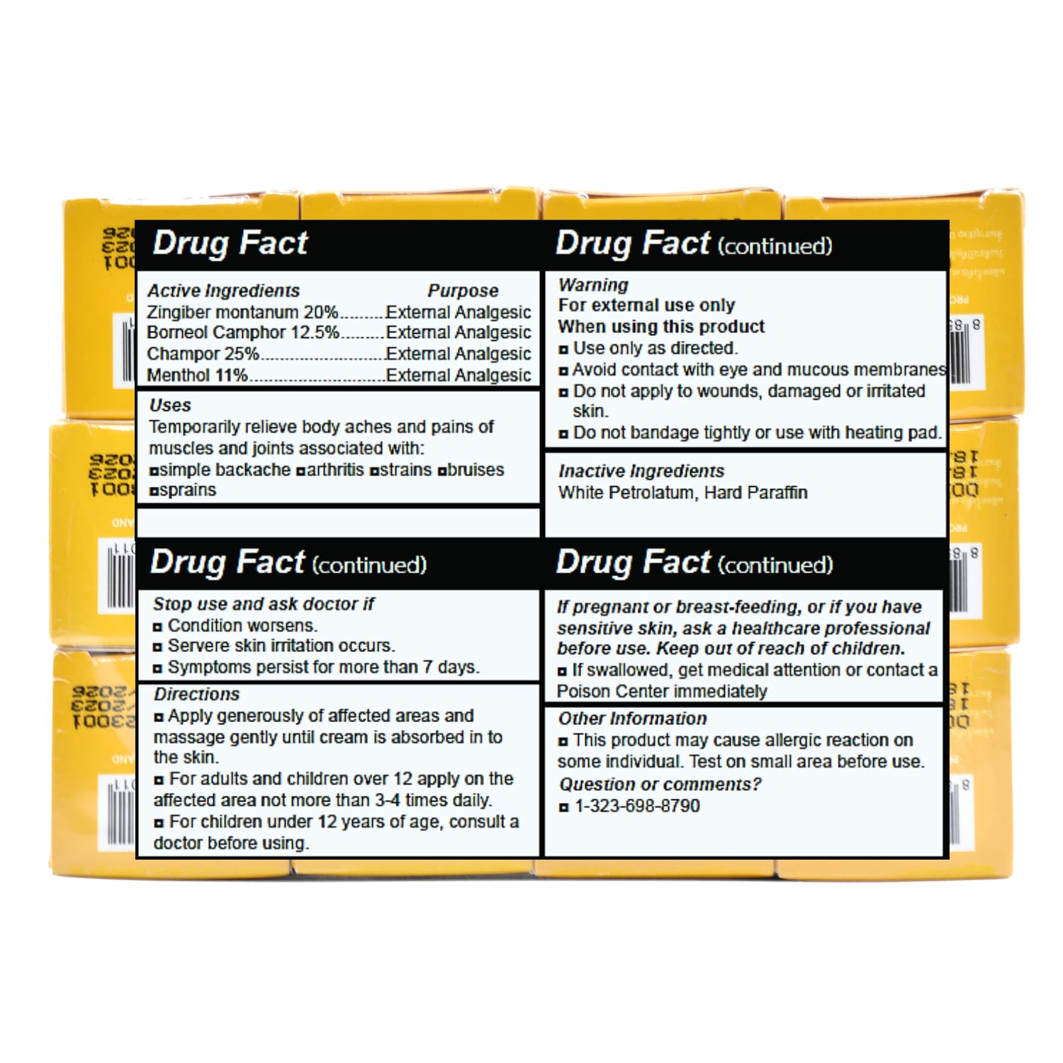 Wang Prom Herbal Balm 5gram Travel Package (Pack of 12) (Yellow) WANG PROM uk supplements