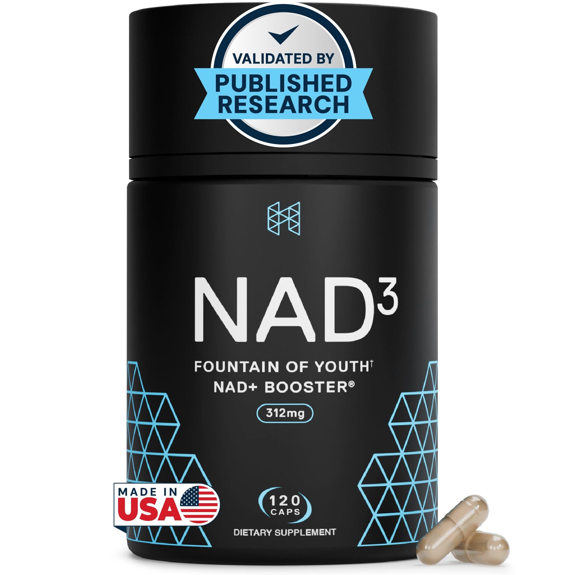 HPN NAD3 Clinical NAD+ Booster, Cellular Health & Natural Energy - NAD Supplement for Healthy Aging, Metabolic Support, NRF2 & Longevity, Nicotinamide Riboside & NMN Alternative, 120ct, 60-Day Supply HPN uk supplements