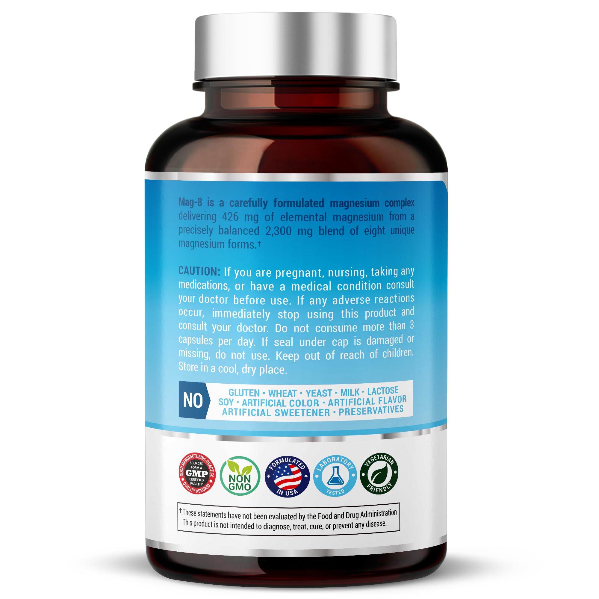 8 in 1 Magnesium Complex for Women & Men 426mg | 180 Vegan Capsules | MAG-8 Blend: Citrate, Bisglycinate, Malate, & More | Non-GMO Magnesio Complex Supplement | Provides 100% Daily Recommended Value Teraputics uk supplements