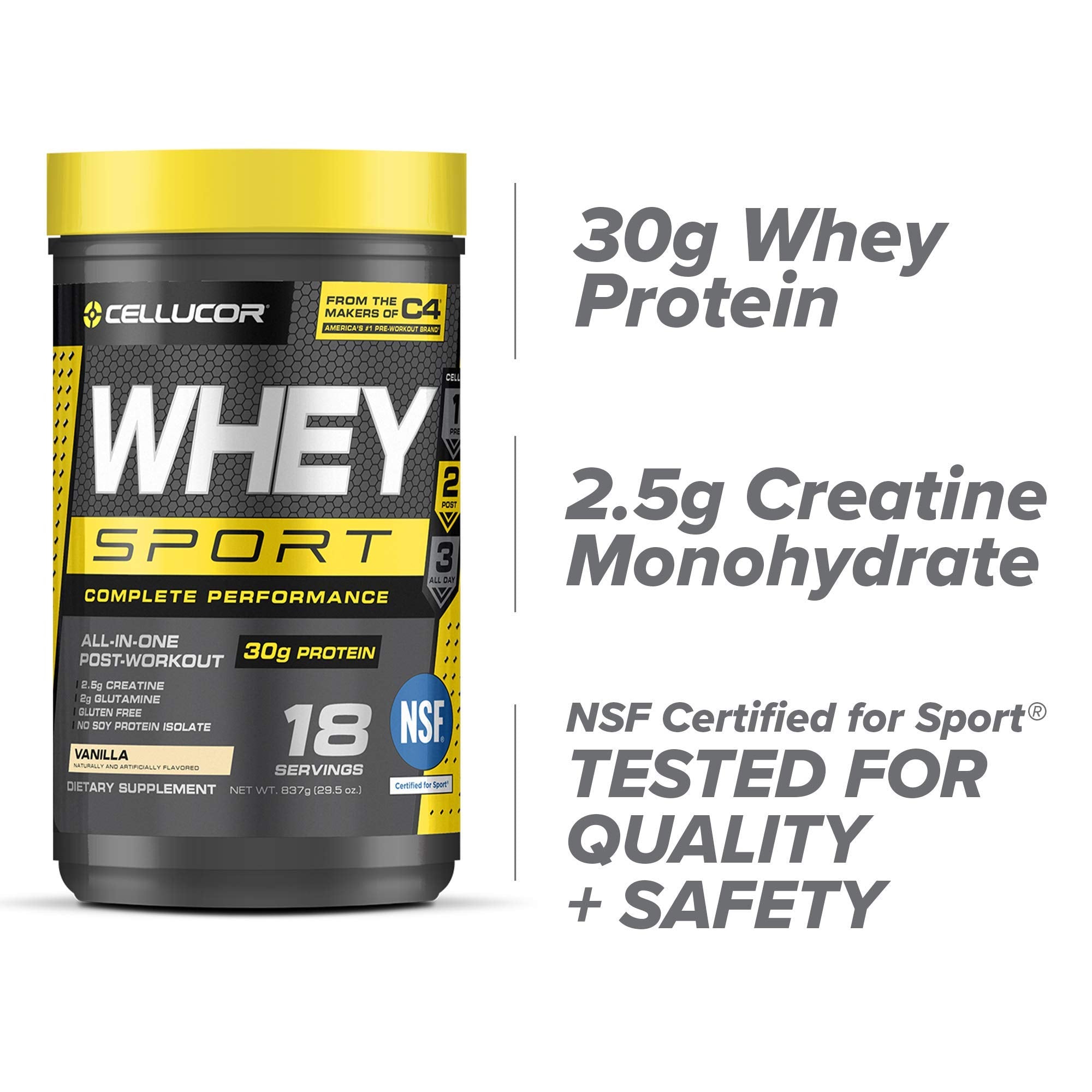 Cellucor Whey Sport Protein Powder Vanilla | Post Workout Recovery Drink with Whey Pro Cellucor uk supplements