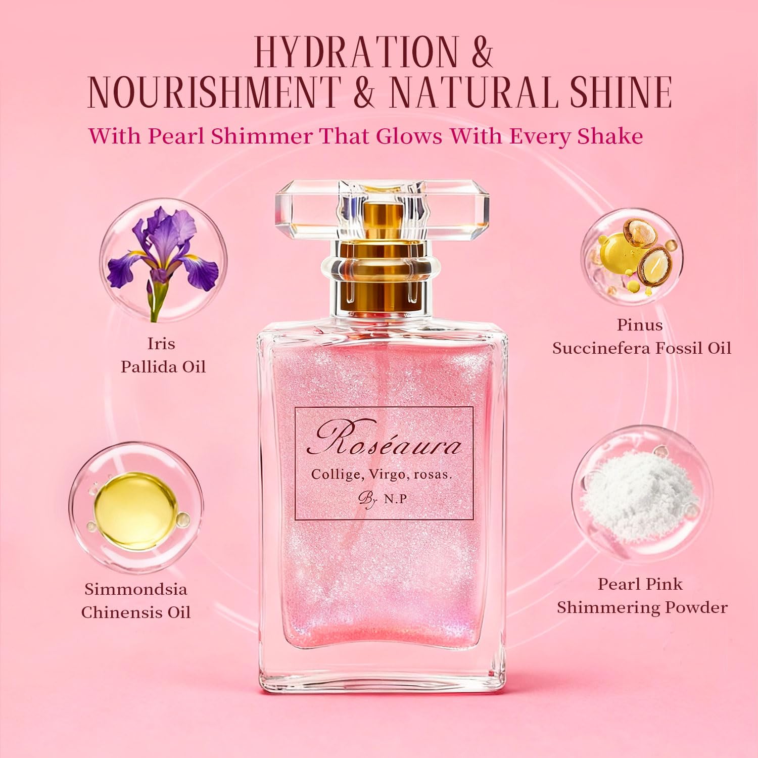 NP NATURES PHILOSOPHY Hair Perfume, Leave-in Hair Serum & Shine Spray for Women, Anti-Frizz Hair Care, Lightweight Leave-in Conditioner & Glossier Hair Perfume oils - 1.7 Fl oz（Roseaura） NP NATURES PHILOSOPHY uk supplements