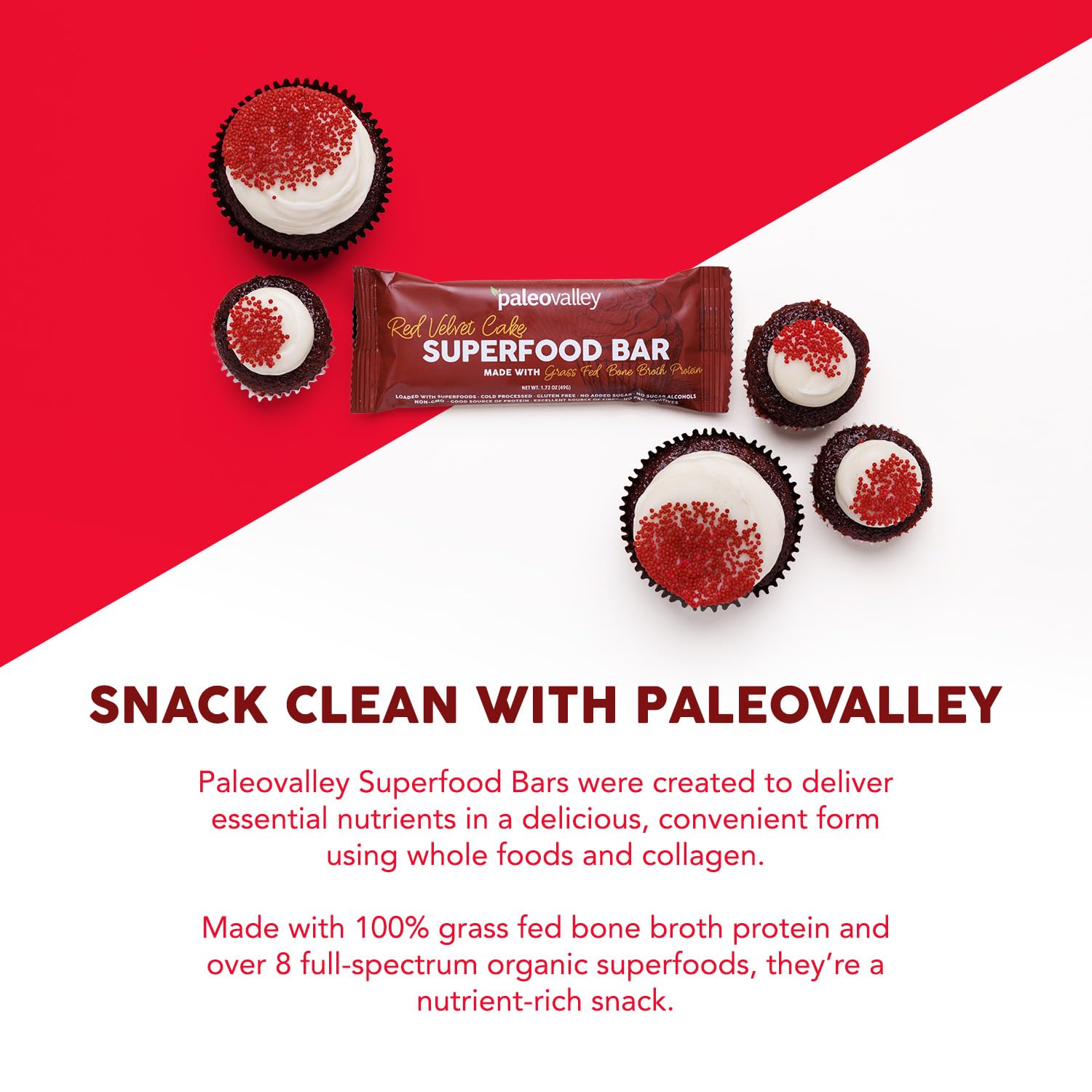 Paleovalley Superfood Bars – Red Velvet– 10 Pack – 9g Protein per Bar – Gluten-Free, Grain-Free, Paleo, Non-GMO – On-the-Go Snack Paleovalley uk supplements