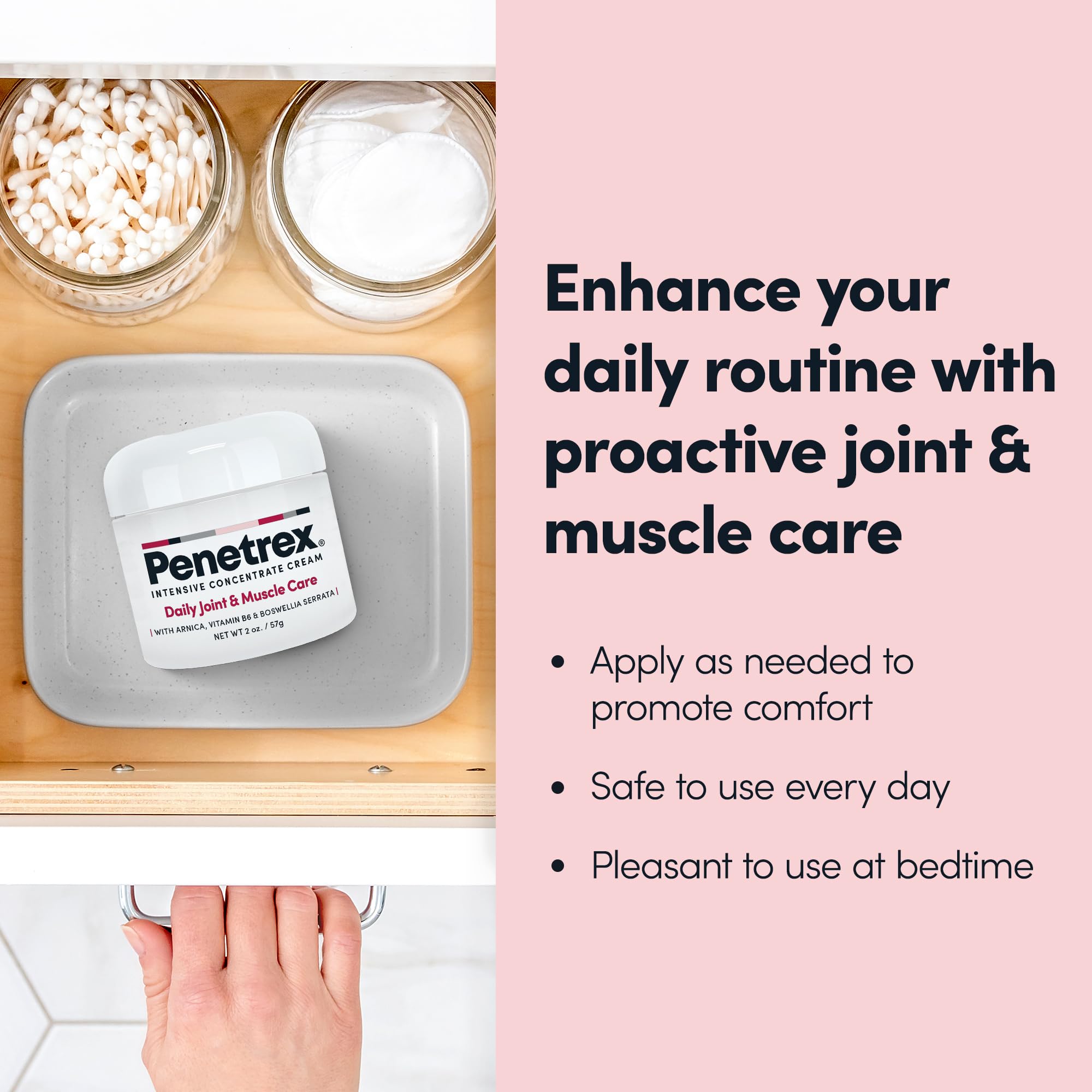 Penetrex Daily Joint & Muscle Care Cream – Soothing Botanical Formula with Arnica, Vitamin B6 & MSM – Lightweight Fast-Absorbing Cream for Everyday Movement - Non-Greasy - Light Scent- 2 oz Penetrex uk supplements