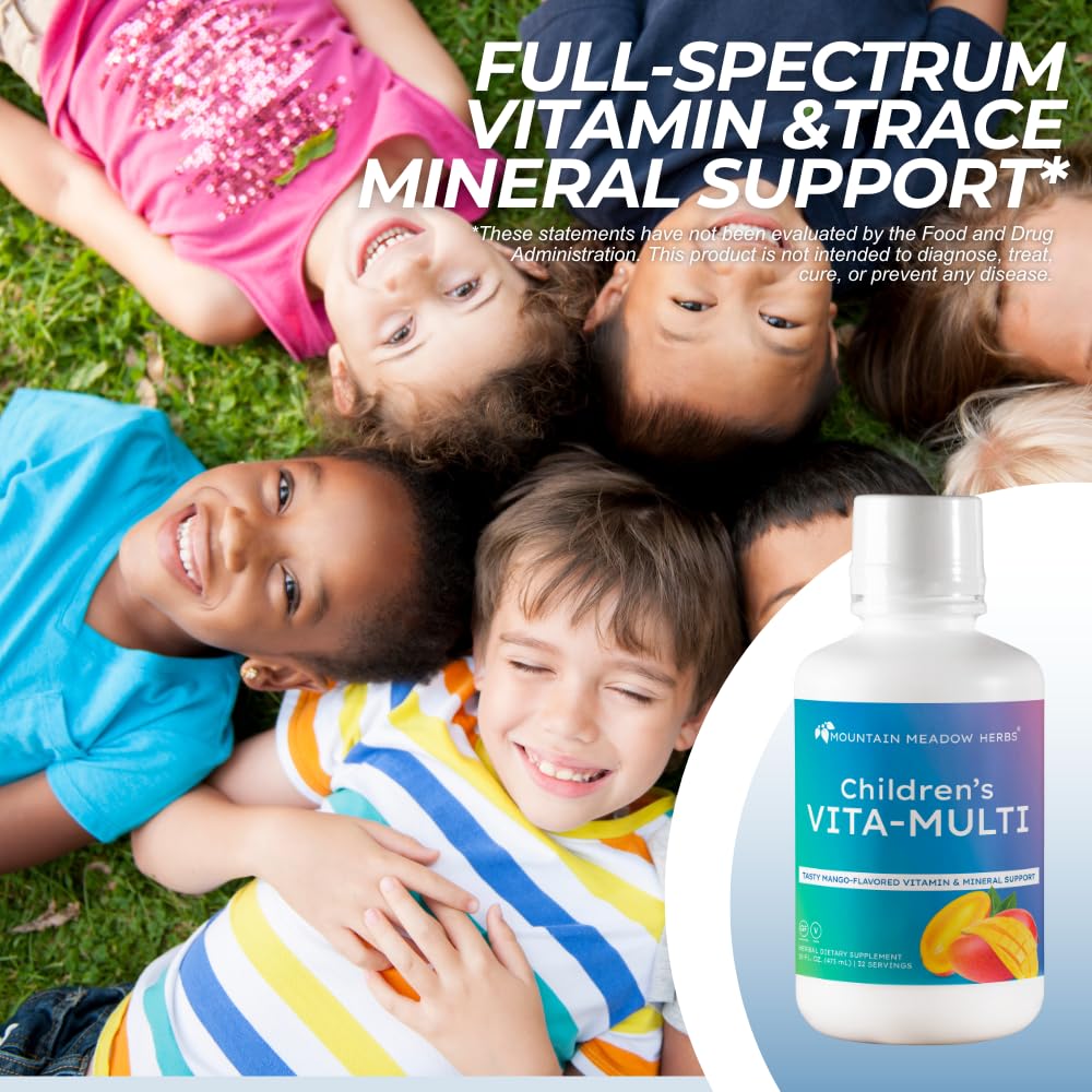Mountain Meadow Herbs Children's Vita-Multi: Blended Vitamin & Mineral Supplement - Fast Absorbing Liquid Kids Vitamins with Fruits, Greens, and Eye-Protecting Lutein (16 oz.) Mountain Meadow Herbs uk supplements