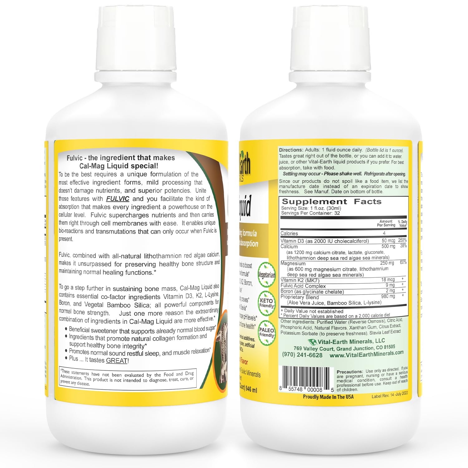 Vital Earth Minerals Bone & Wellness Support – Cal Mag Liquid + Super Multi, Liquid Multivitamins, MTHFR Support, 32 Oz Ea Vital Earth Minerals uk supplements