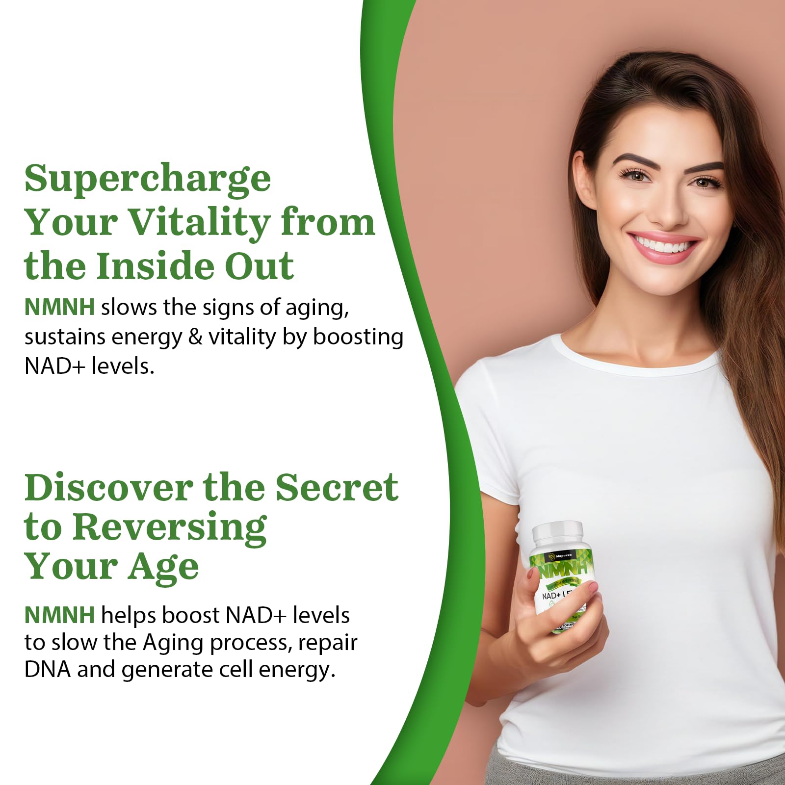 Mapurwn NMNH (Dihydronicotinamide Mononucleotide), NMN Supplement, 500mg per Serving NAD Supplement to Boost NAD+ Levels As We Age for Women & Men, Anti-Aging, Energy, Focus, 120 Count Mapurwn uk supplements