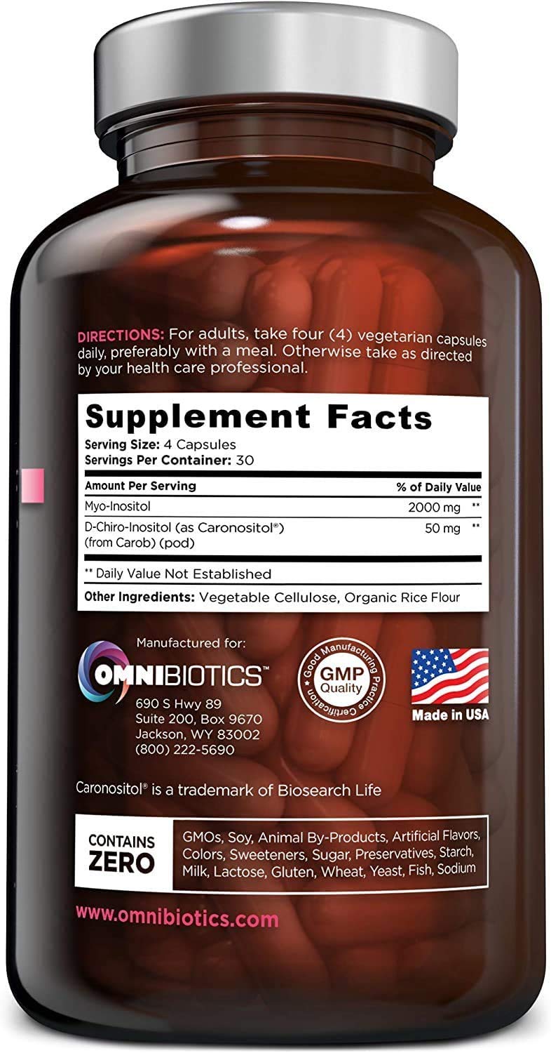 OmniBiotics Myo-Inositol & D-Chiro Inositol Supplement with 40:1 Ratio for Hormone Balance for Women - Women Supplement to Support Reproductive Health & Ovarian Function. Non-GMO - 120 Vegan Capsules OmniBiotics uk supplements