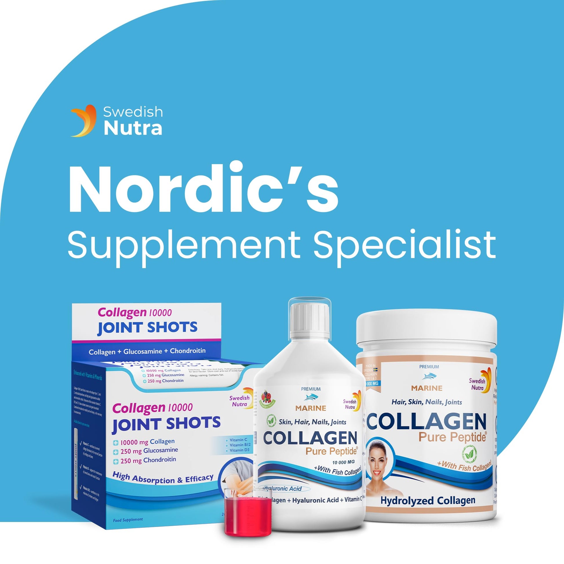 Marine Liquid Collagen 10000mg 500 ml I Pure Hydrolyzed Collagen Peptides Swedish Nutra uk supplements