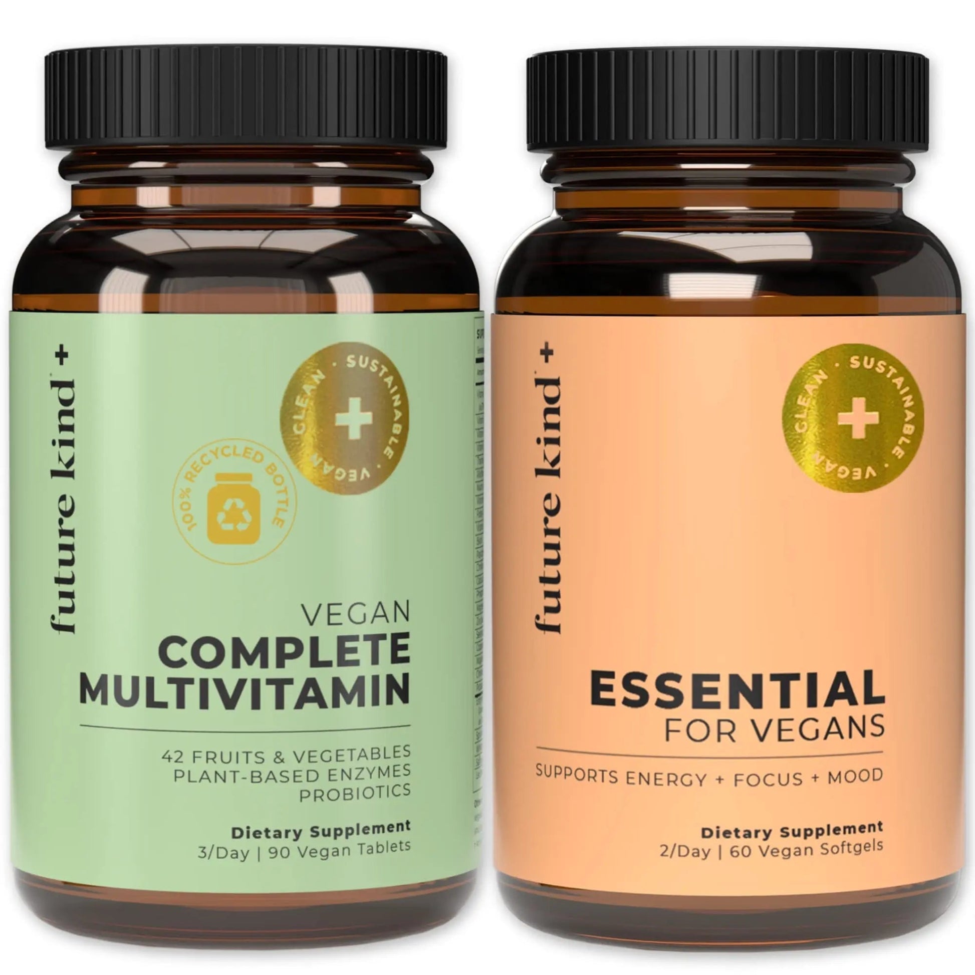 Future Kind Multivitamin Bundle - Vegan Complete Multivitamin and Vegan Essential Multivitamin - Vegan Vitamin B12, Omega 3, and Vitamin D3 - Complete Multivitamin, 42 Vitamins in 1 for Men and Women Future Kind uk supplements