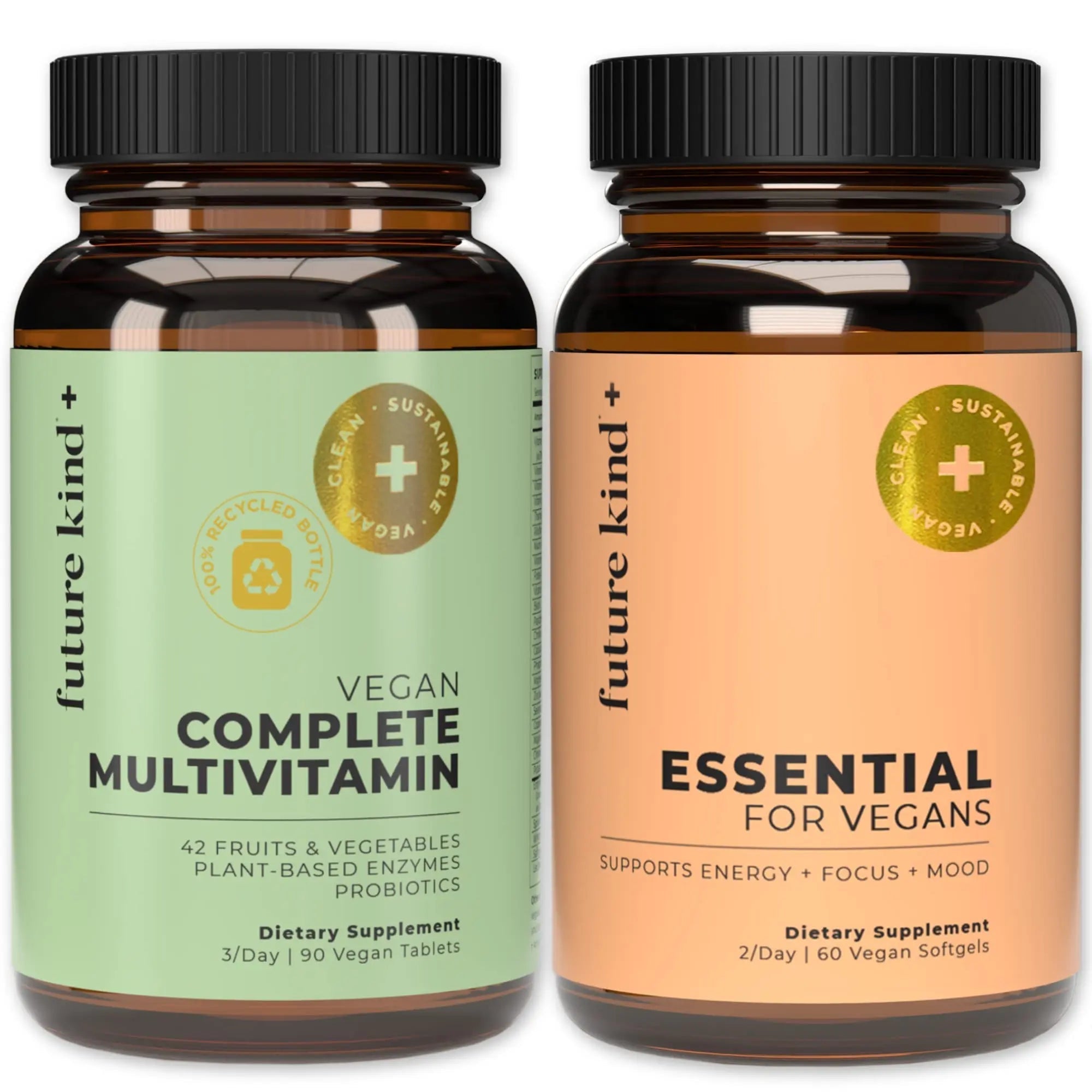 Future Kind Multivitamin Bundle - Vegan Complete Multivitamin and Vegan Essential Multivitamin - Vegan Vitamin B12, Omega 3, and Vitamin D3 - Complete Multivitamin, 42 Vitamins in 1 for Men and Women Future Kind uk supplements
