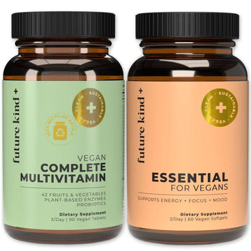 Future Kind Multivitamin Bundle - Vegan Complete Multivitamin and Vegan Essential Multivitamin - Vegan Vitamin B12, Omega 3, and Vitamin D3 - Complete Multivitamin, 42 Vitamins in 1 for Men and Women Future Kind uk supplements