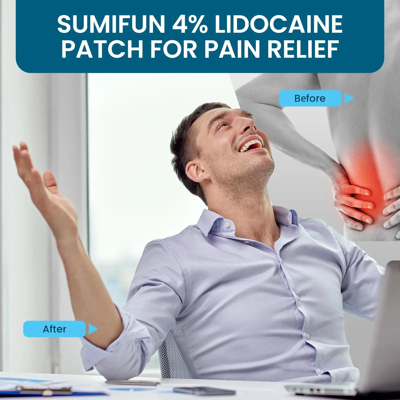 Sumifun 4% Lidocaine Patches, Long Lasting Plaster Patch for Knee, Shoulder, Muscle, Joints with Natural Ingredients, Extended Patch with Lidocaine (Large, Count, 18) Sumifun uk supplements
