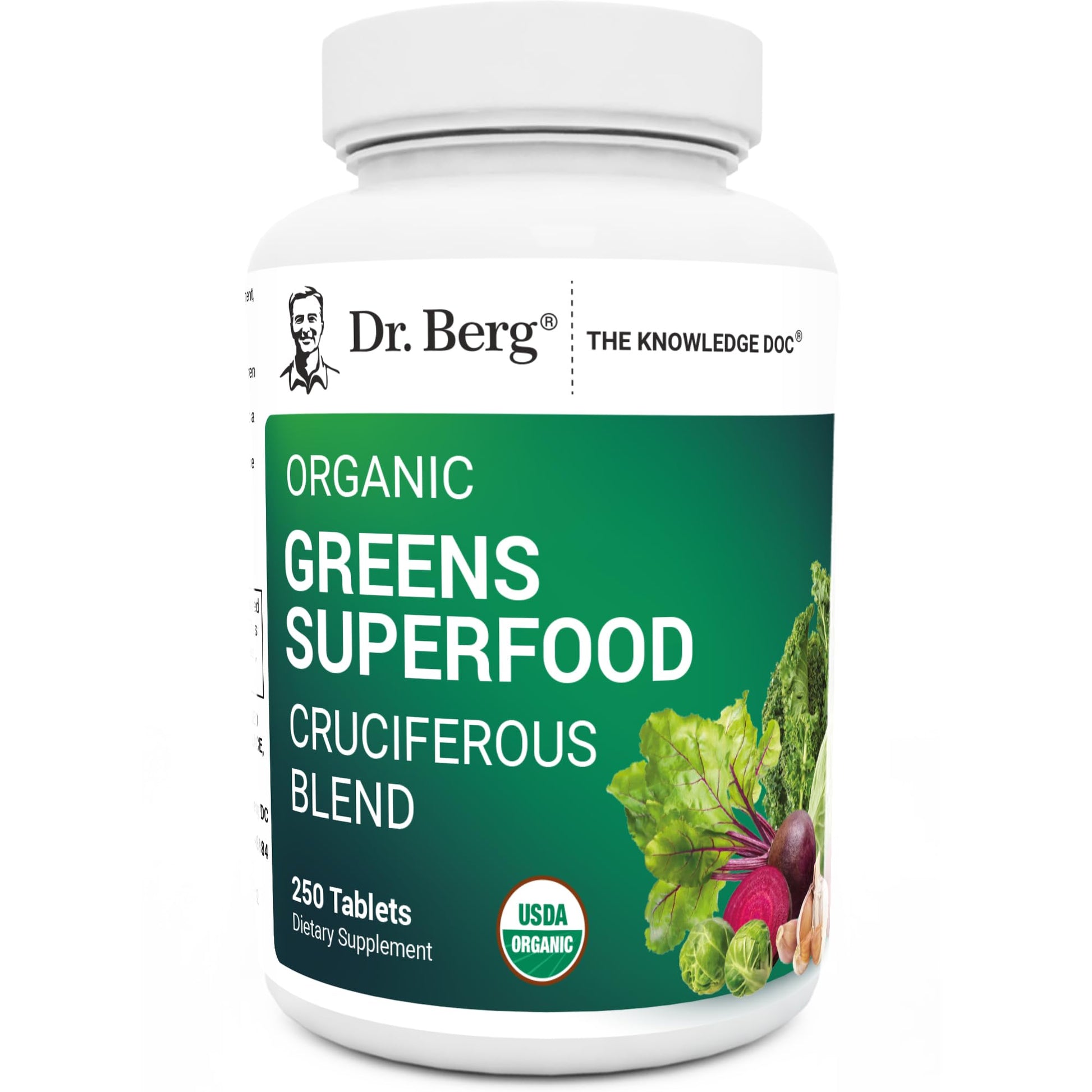 Dr. Berg's Greens Superfood Cruciferous Vegetable Tablets - Vegetable Supplements for Adults w/ 11 Phytonutrient Super Greens Tablets - Energy, Immune System & Liver Veggie Tablets - 250 Tablets Dr. Berg Nutritionals uk supplements