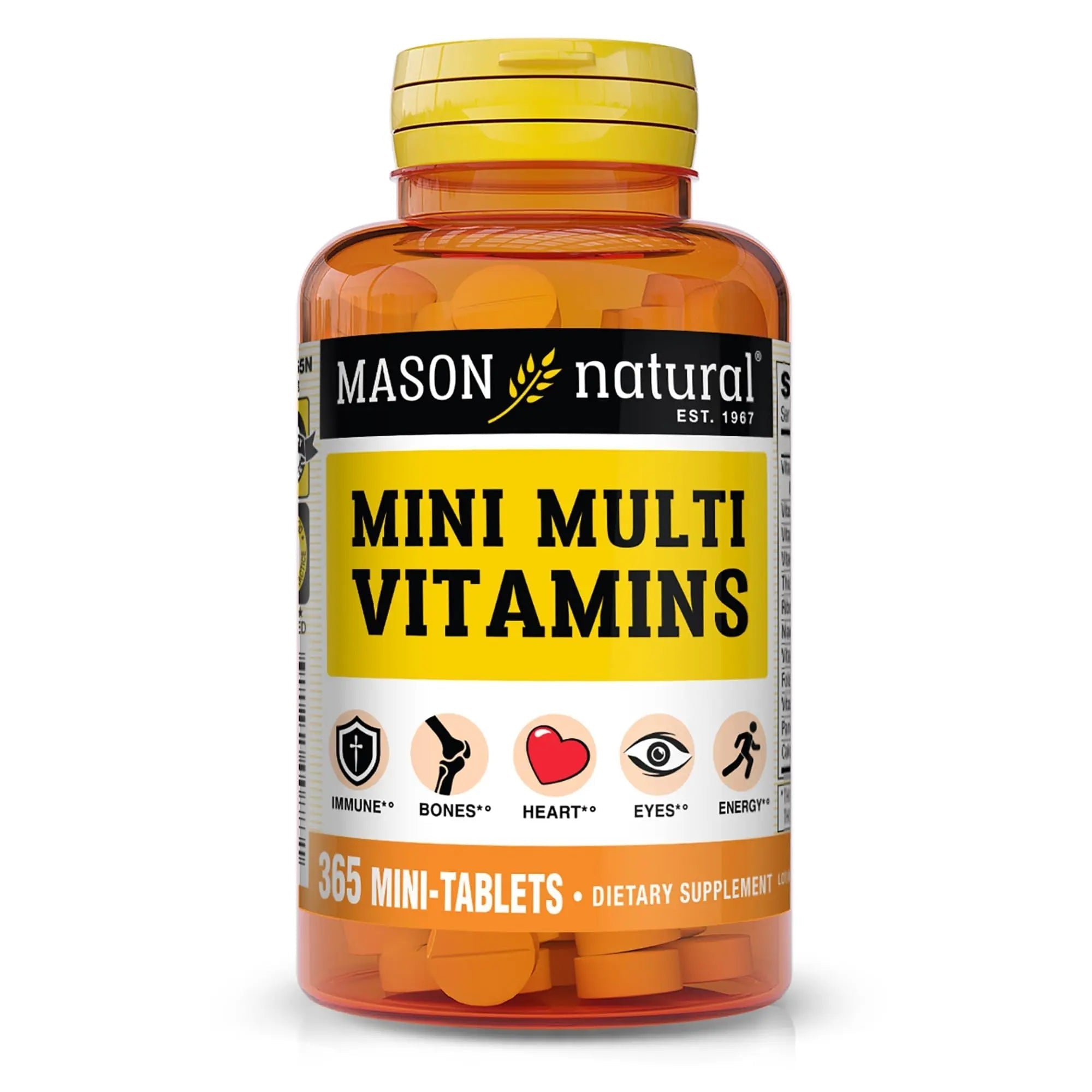 MASON NATURAL Mini Multi Vitamins, Vitamins A, C, D3, E, B1, B2, B3, B6, B12, Folate and Calcium for Overall Health, 1 Year Supply MASON NATURAL uk supplements