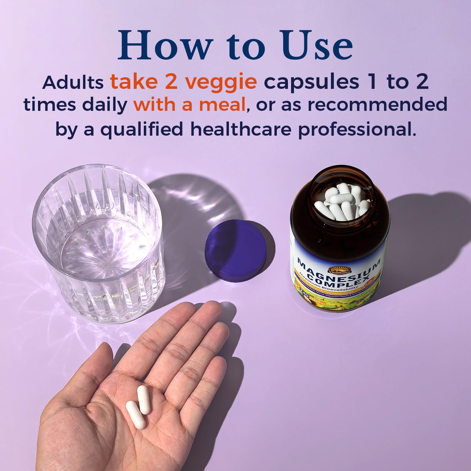 Vitalitown Magnesium Complex | Chelated Easily Absorbed Magnesium Glycinate Citrate Malate | Buffered | 210mg Elemental Mag | Sleep, Nerve, Digestion, Energy | Non-GMO 240 Veg Caps Vitalitown uk supplements
