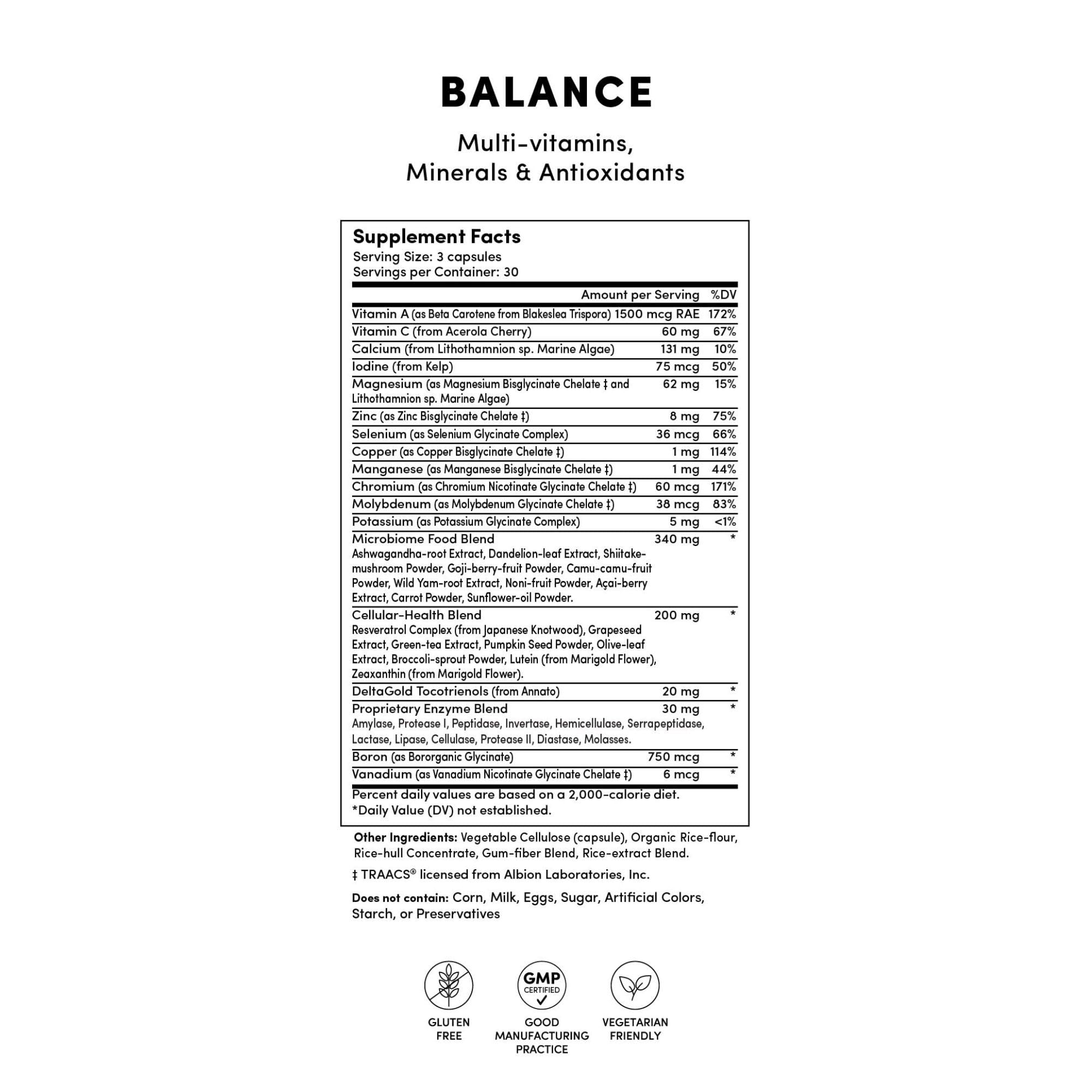 Tranont Balance | 90 Count | Multi-Mineral & Vitamin Capsules for Adults | Vitamin C, A, and E Magnesium, Zinc, Calcium, and Iodine | Boosts Immunity, Energy, and Digestion | Gluten Free, Vegetarian Tranont uk supplements