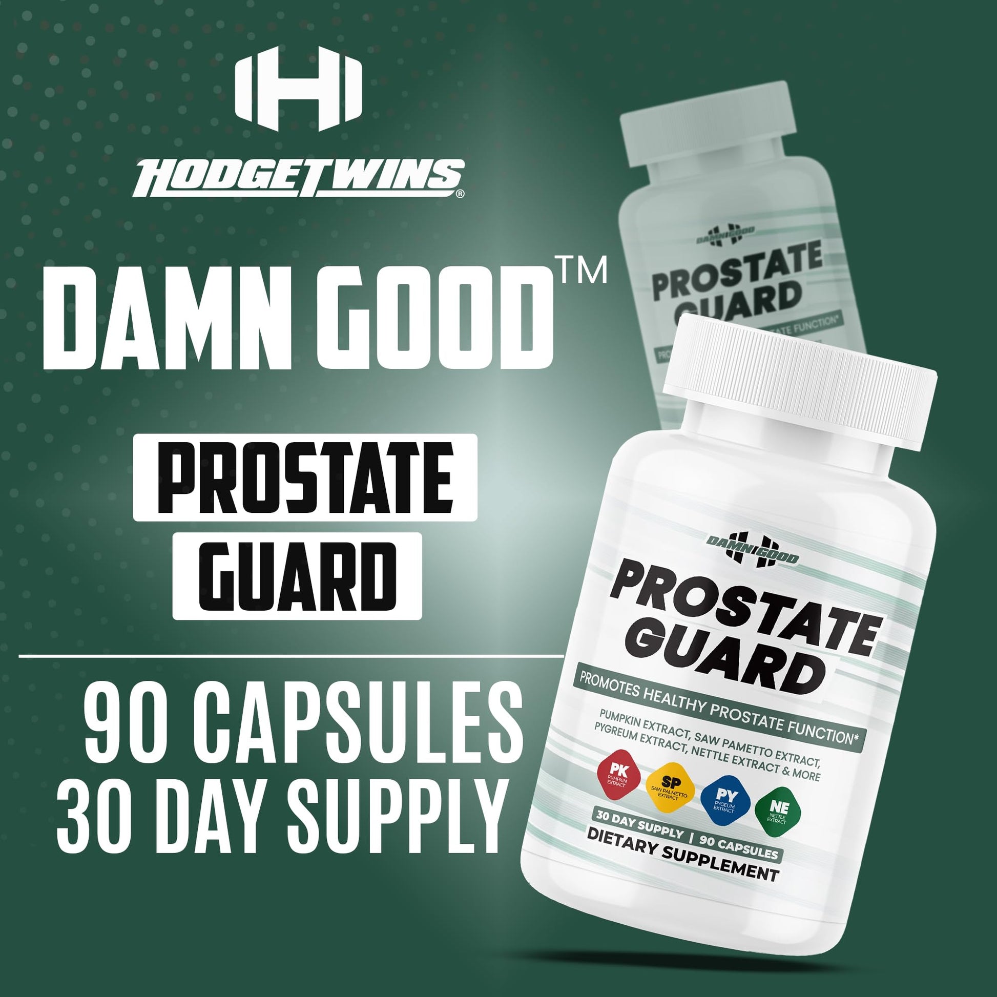 DAMN GOOD The Hodge Twins Prostate Guard - 90 Capsules Guard Vitality Complex – Comfort Blend for Nighttime Routine, Restful Rhythm - Men's Supplements for Health Supports Relaxation DAMN GOOD uk supplements