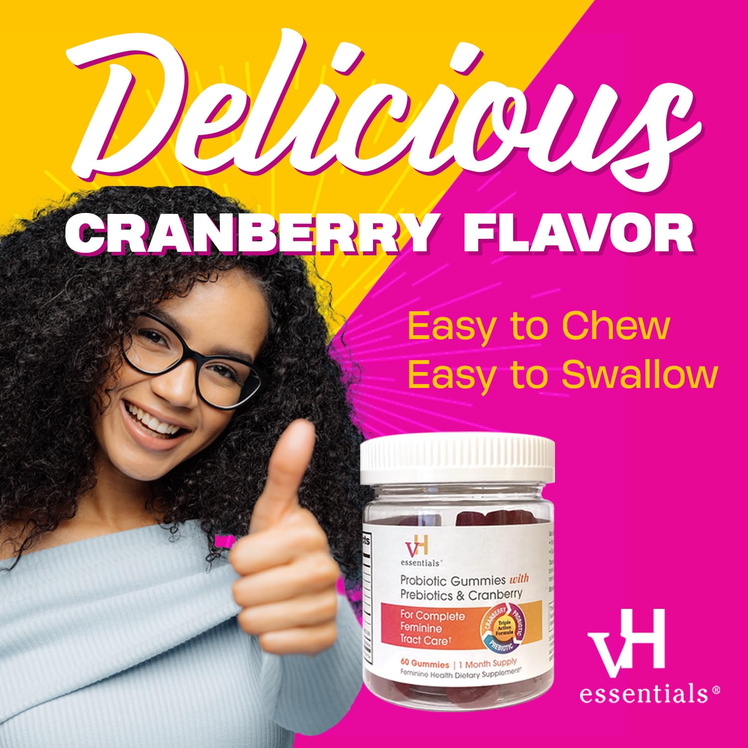 vH essentials Probiotic Gummies with Prebiotics & Cranberry, Concentrated Extract vH essentials uk supplements