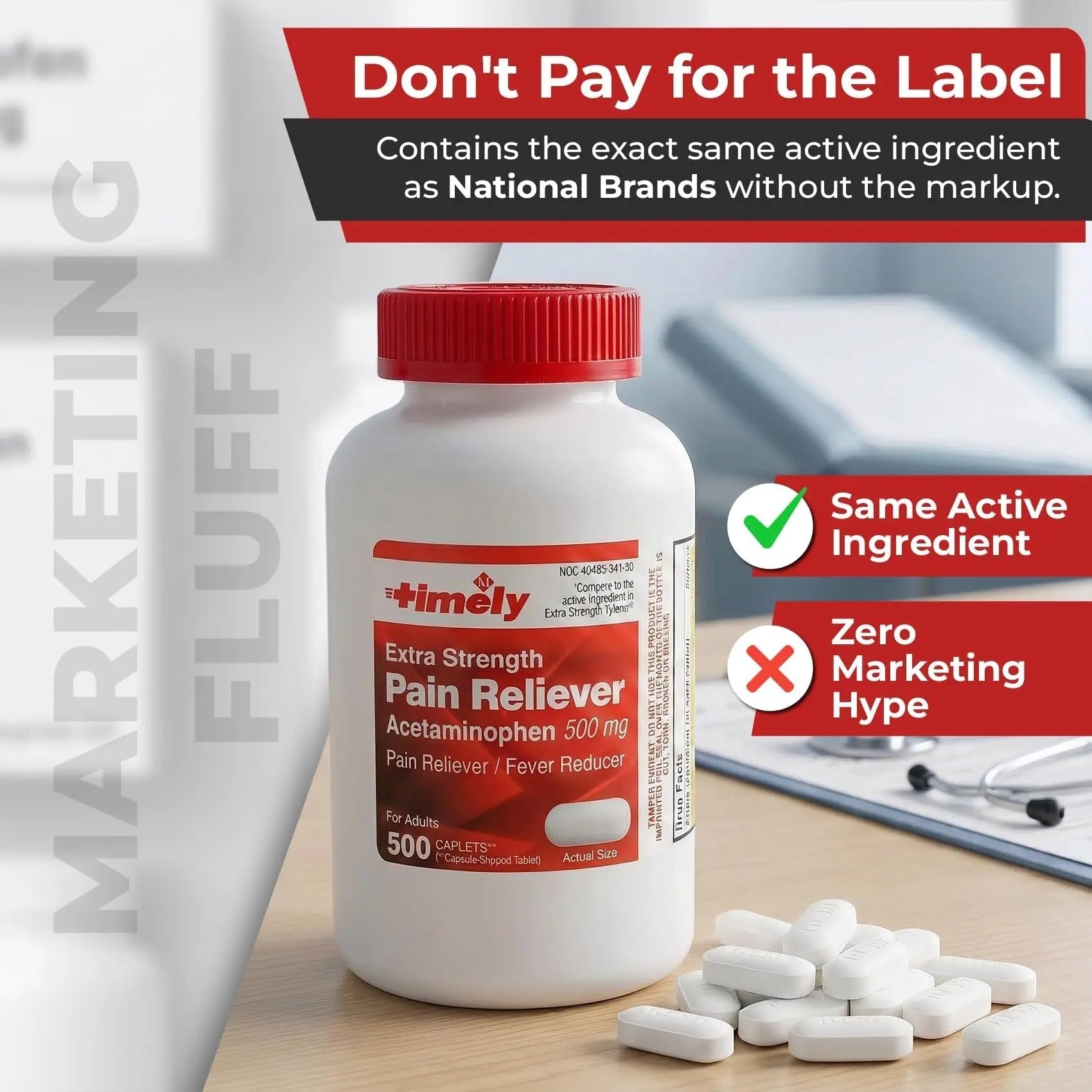 TIME-Cap Labs 500 Caplets Extra Strength Acetaminophen 500mg - Pain Reliever & Fever Reducer for Adults, Helps with Headaches, Backaches, Muscle Pain, Toothaches, Arthritis & Menstrual Cramps TIME-CAP LABS, INC. uk supplements