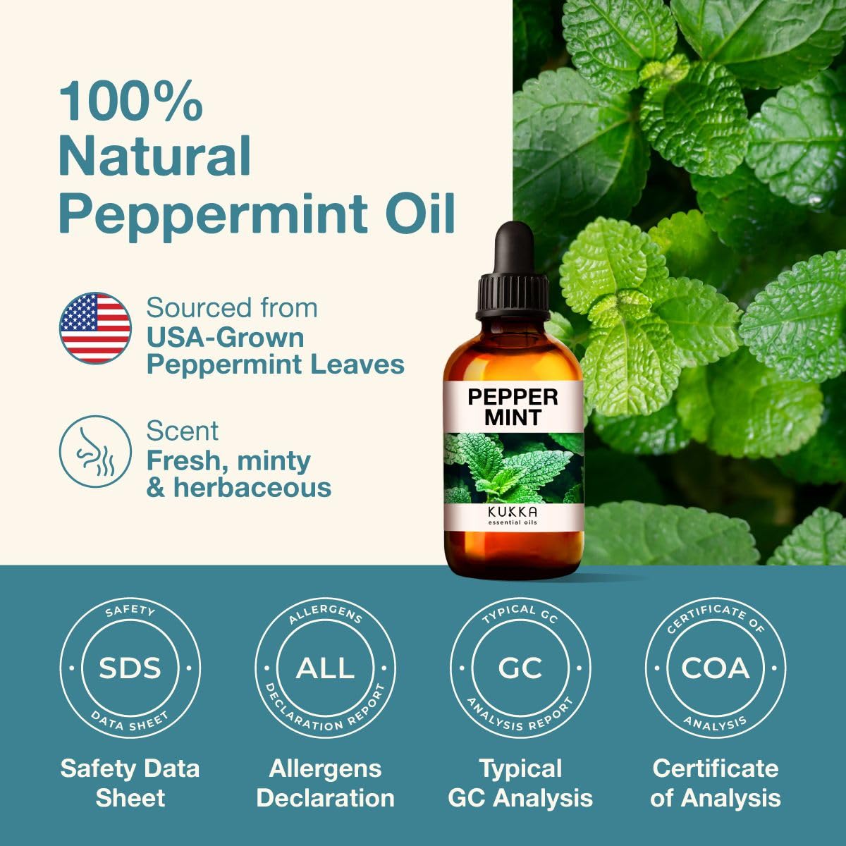 Kukka Peppermint Oil for Hair - Natural Mint Essential Oils - Premium Grade Natural Peppermint Essential Oil KUKKA essential oils uk supplements