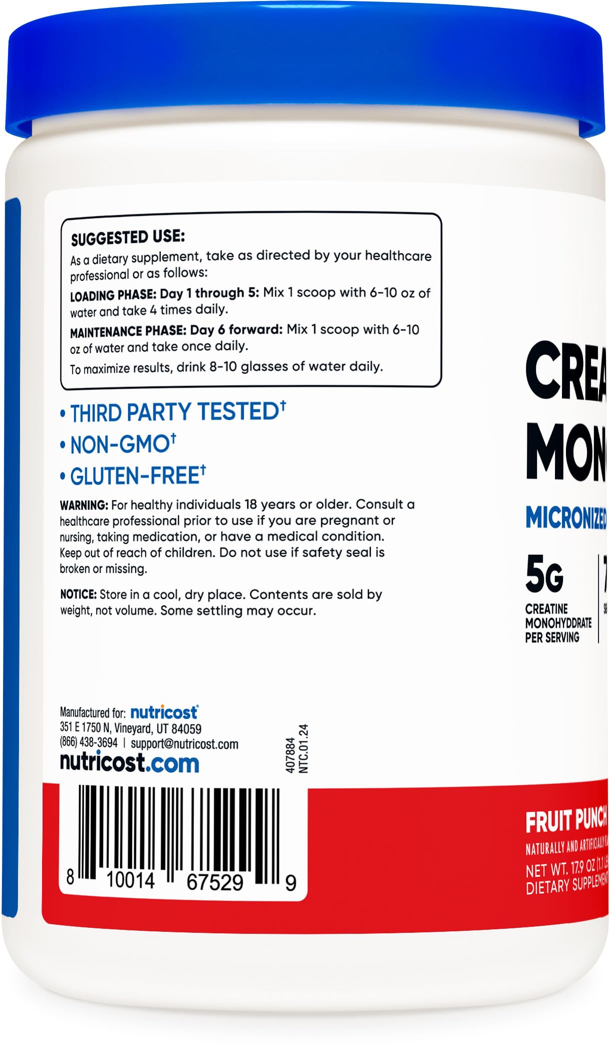 Nutricost Creatine Monohydrate Powder (Fruit Punch, 500 Gram) Nutricost uk supplements