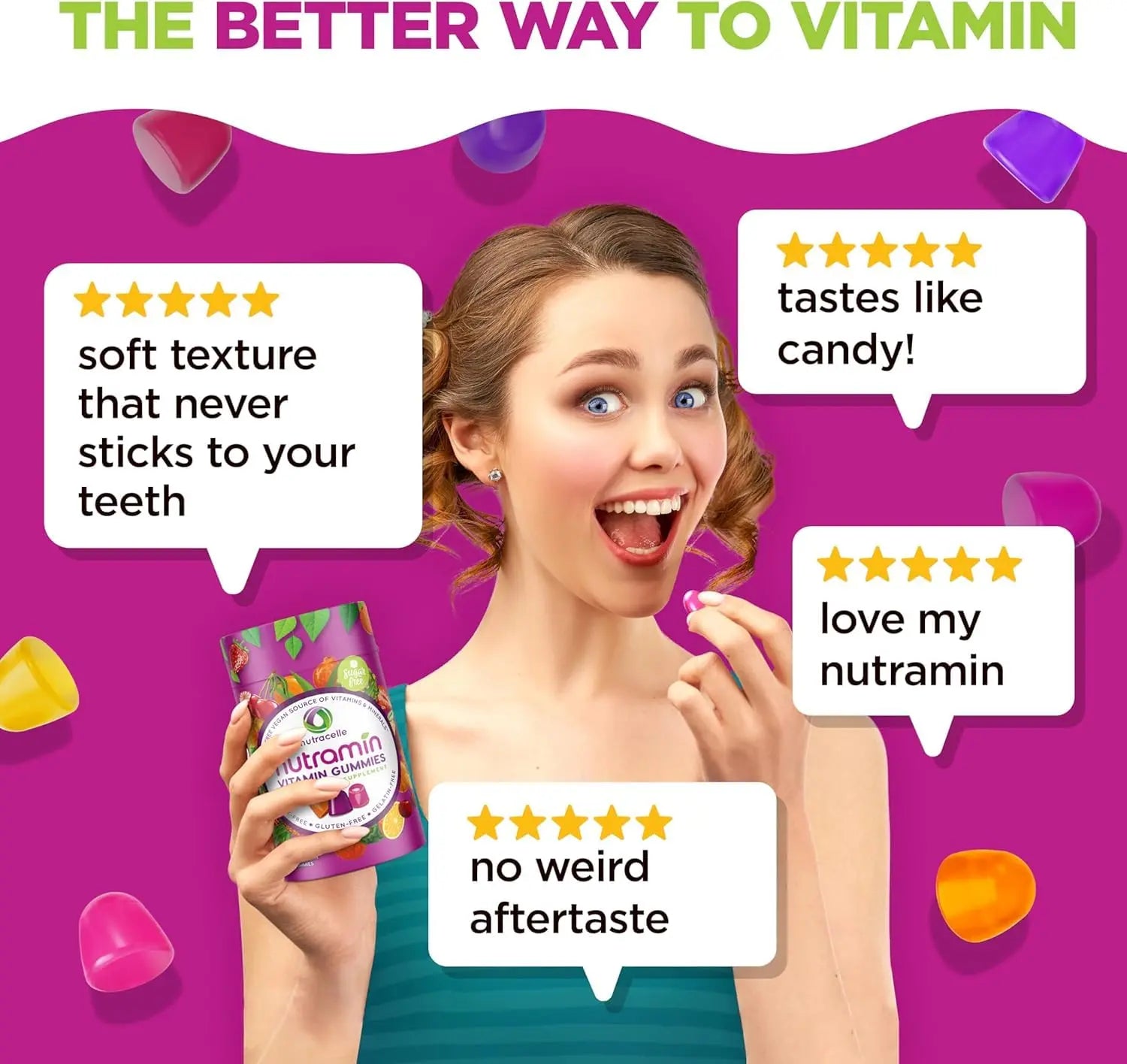 NUTRAMIN Daily Vegan Keto Multivitamin Gummies Non-GMO Natural Vitamin C D + Zinc for Immunity, Plant-Based, Sugar-Free, Nut-Free Nutracelle uk supplements