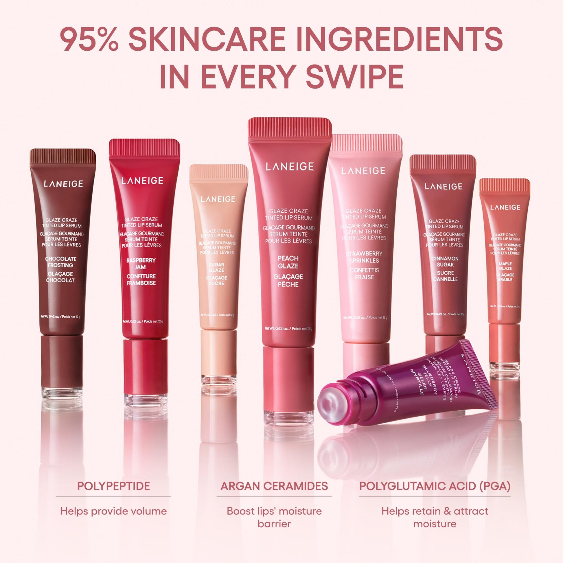 LANEIGE Glaze Craze Tinted Lip Serum, Strawberry Sprinkles: Hydrating Serum for Glossy,Nourished Lips with Plumping Polypeptides,0.42 oz LANEIGE uk supplements
