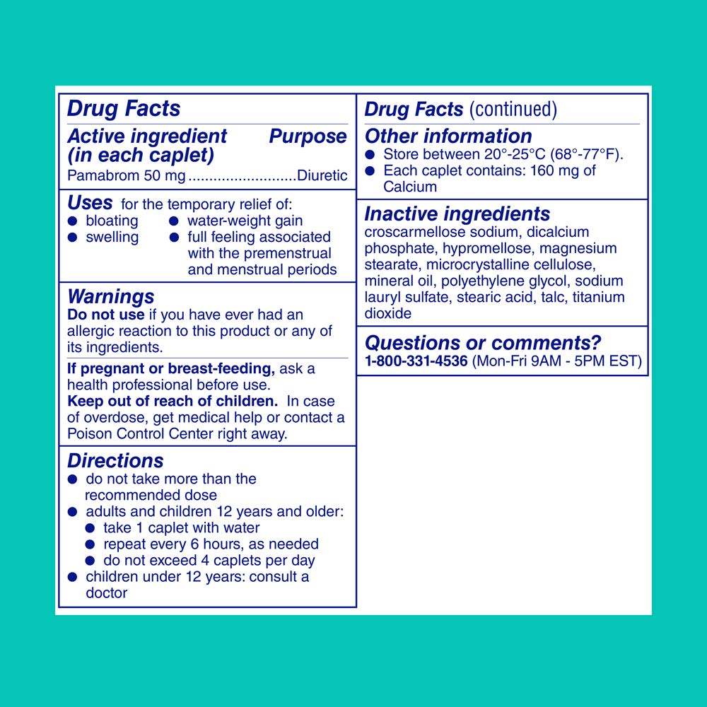 Midol Bloat Relief Caplets with Pamabrom, Relieve Bloating Symptoms Before and During Your Period, Provides Up to 6 Hours of Relief for Women, 60 Count Midol uk supplements