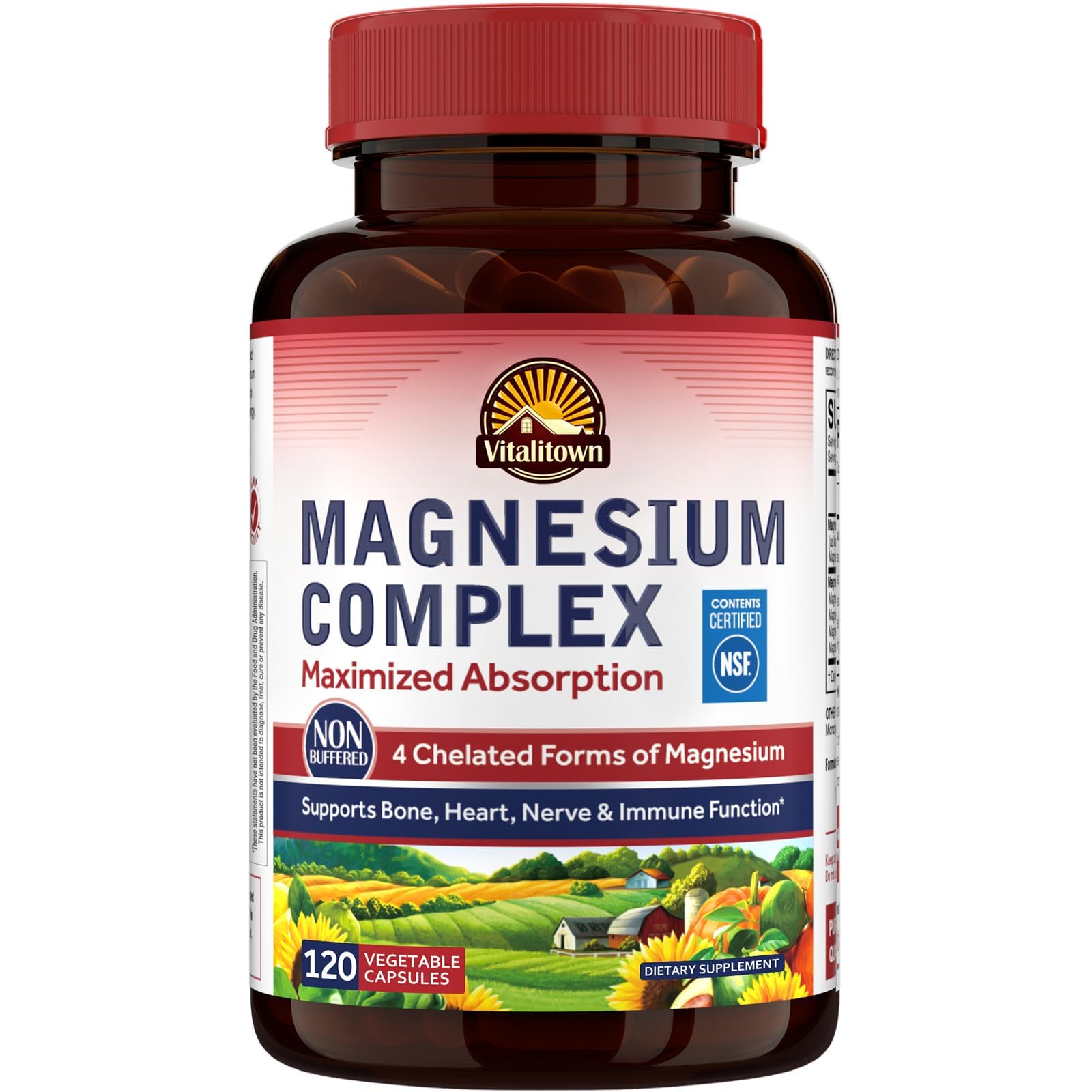 Vitalitown Magnesium Complex Supplement 500mg - NSF Certified Magnesium Glycinate, Malate, Taurate & Citrate - Chelated High Absorption & Gentle on Stomach - Vegan Non-GMO 120 Capsules VITALITOWN uk supplements