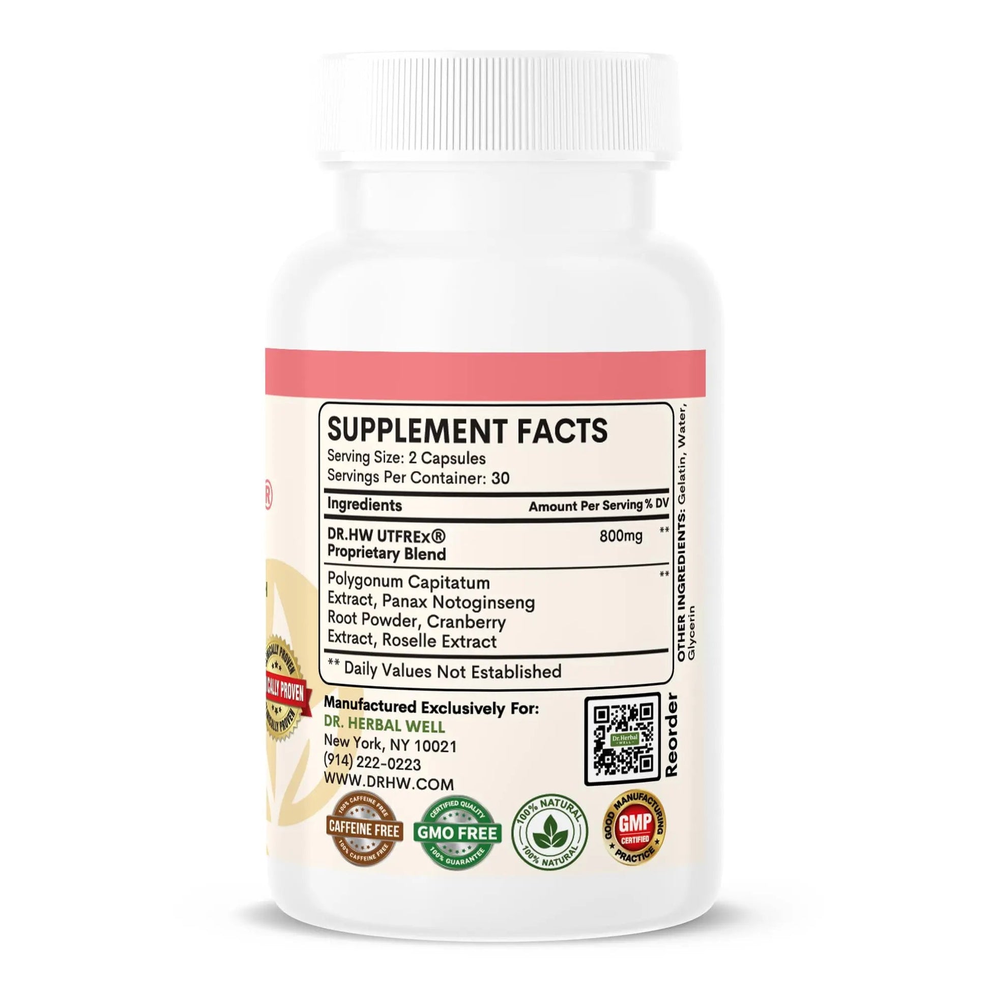 DR. HERBAL WELL UTFREX Clinically Proven Urinary Tract UTI Health Supplement Natural Support Cleanse Flush Protect (No Probiotics & D-Mannose) – 60 Capsules DR. HERBAL WELL uk supplements