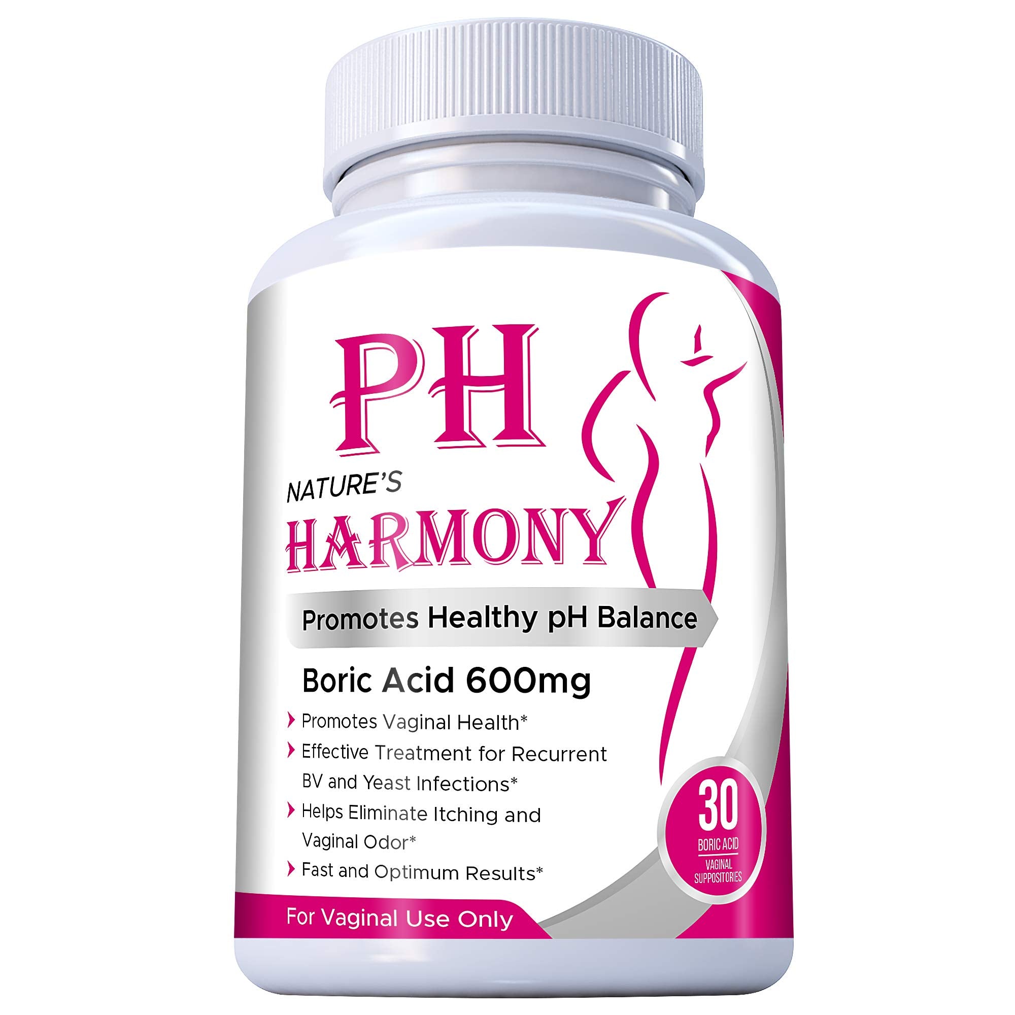 PURE PLANT HOME Boric Acid Suppositories Nature's Harmony 30 Count 600 mg 100% Pure Made in USA N'more uk supplements