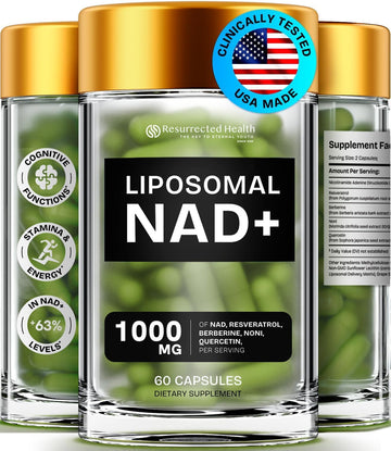 Liposomal NAD Supplement for Women w/Noni | 5-in-1 NAD Resveratrol Supplement w/Berberine & Quercetin | Pure NMN Powder Alternative | Supports Anti Aging & NAD+ Levels | 60 caps - 1 Pack Resurrected Health uk supplements