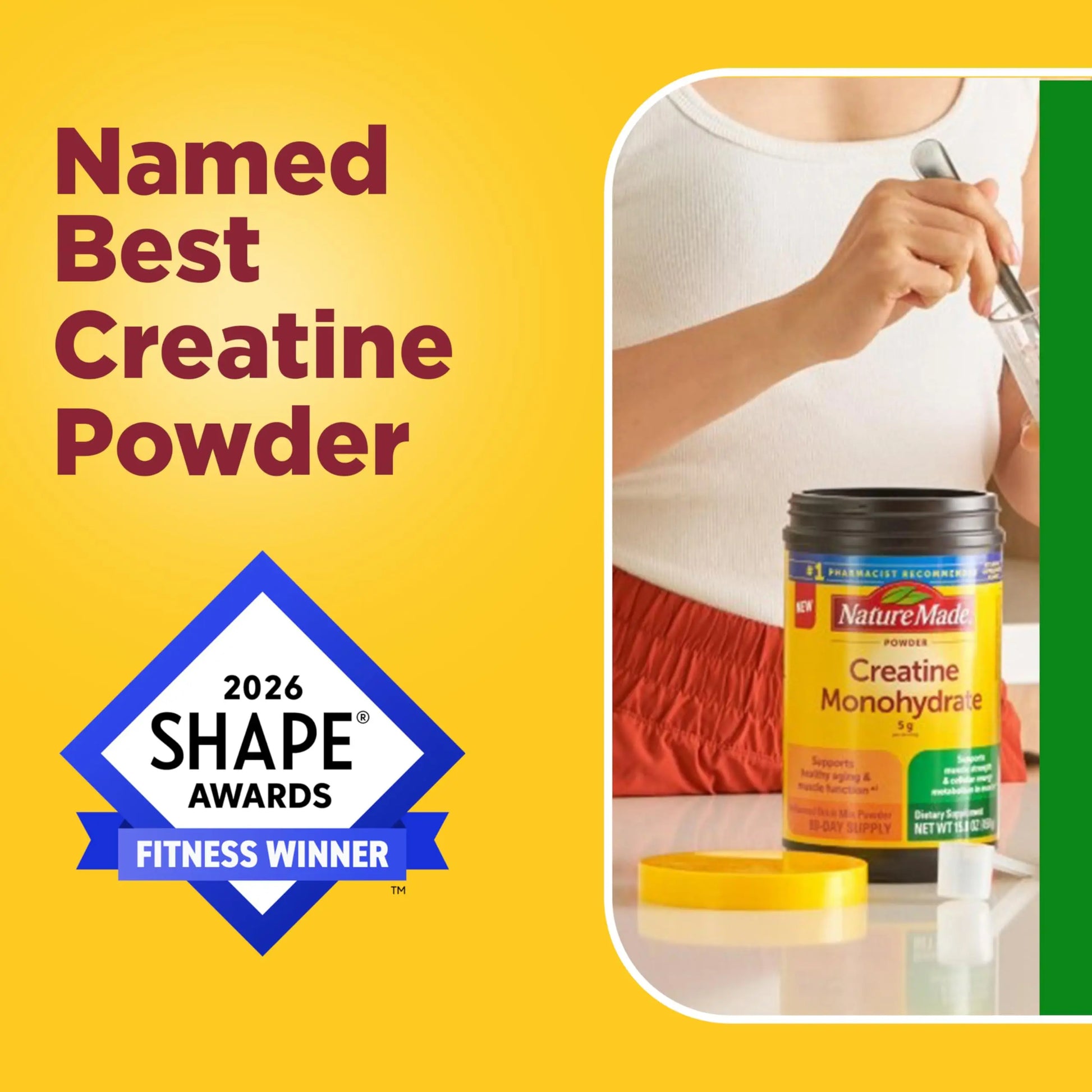 Nature Made Micronized Creatine Monohydrate Powder 5 g per Serving, Unflavored Drink Mix Powder, Muscle Support, 450 g, 90 Day Supply Nature Made uk supplements
