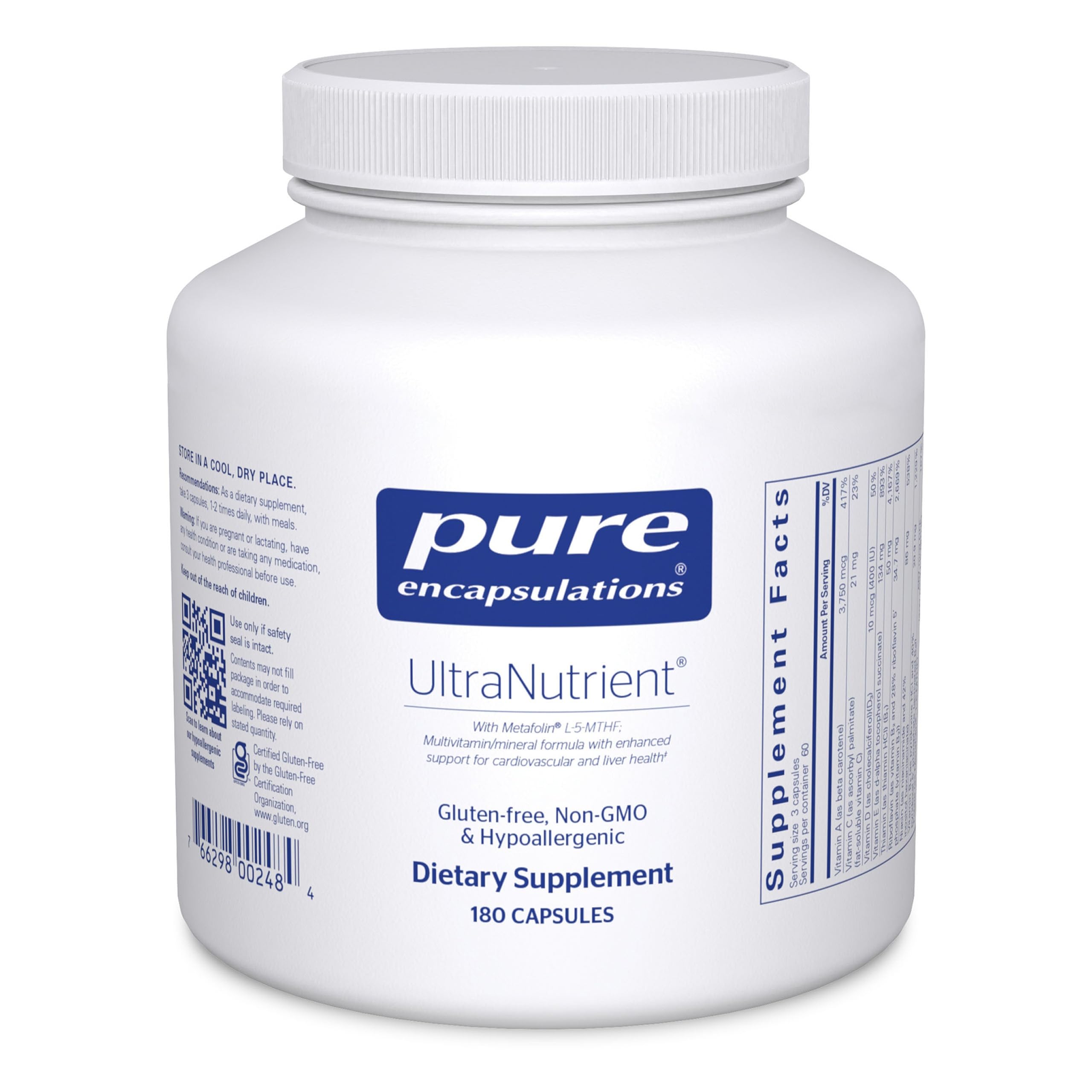 Pure Encapsulations UltraNutrient - Minerals & Multivitamins - Supports Liver & Heart Health* - Supplement for Antioxidants - with Vitamin C, CoQ10 & More - Gluten Free - 180 Capsules Pure Encapsulations uk supplements