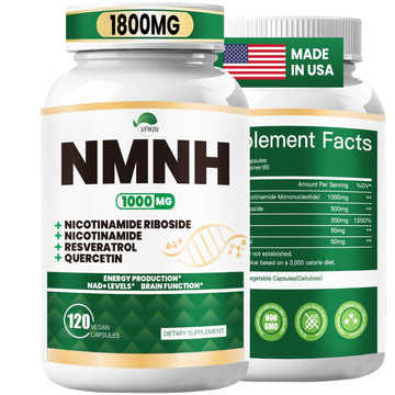 NMNH(Dihydronicotinamide Mononucleotide),NMNH Supplement 1000mg Pure Nicotinamide Mononucleotide,NAD High Purity Supplement Alternative,for Energy,Focus,Non-GMO, Gluten Free,120 Capsules VPKIN uk supplements