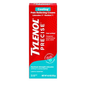 Tylenol Precise Cooling Cream, Strong Pain Relief with Fast-Acting Sensation, 4% Lidocaine, 1% Menthol, Maximum OTC Strength Relief for Back, Muscle & Joint, Numbing Cream Rollerball Applicator, 4 oz Tylenol uk supplements